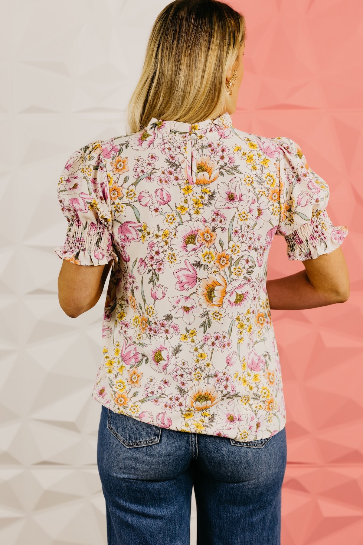 The Paityn Floral Ruffle Neck Woven Blouse