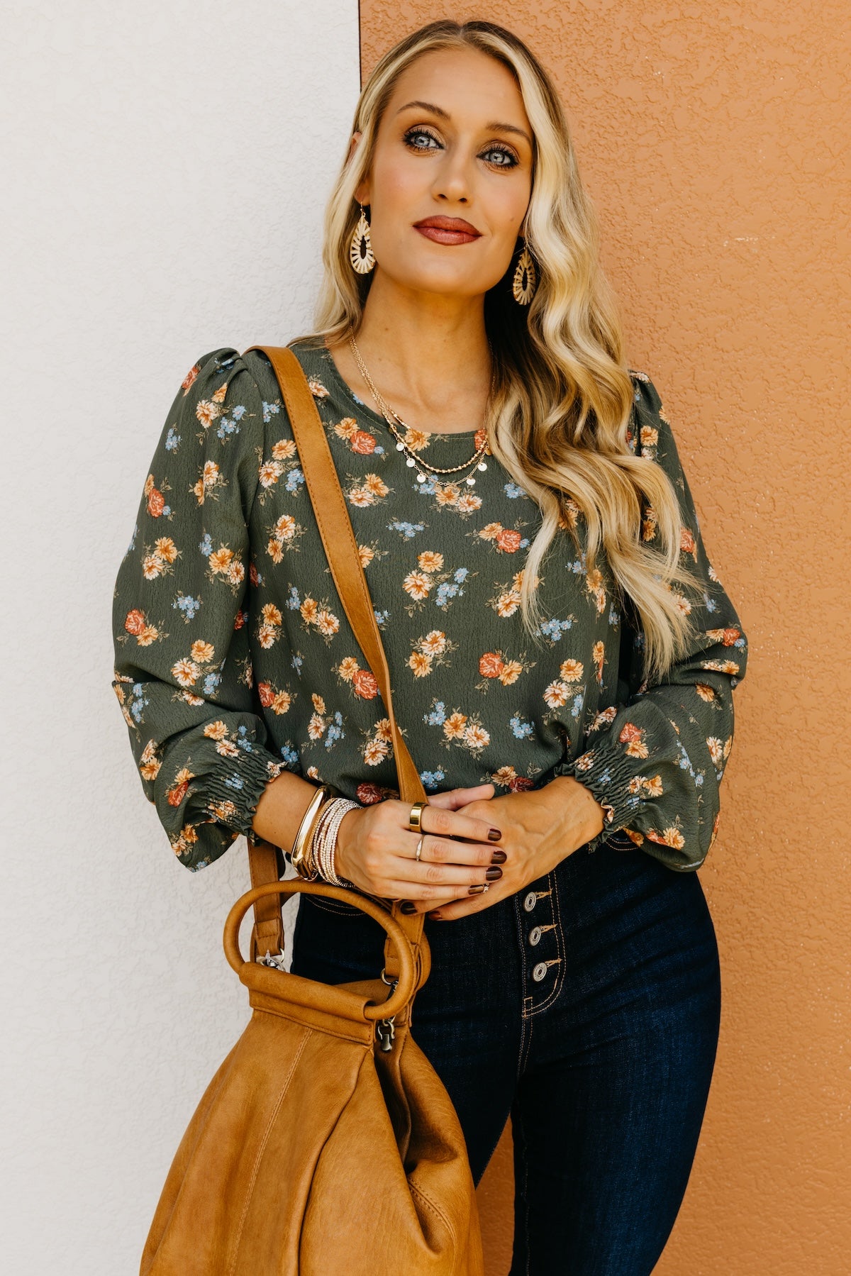 Cinched newest Floral Blouse