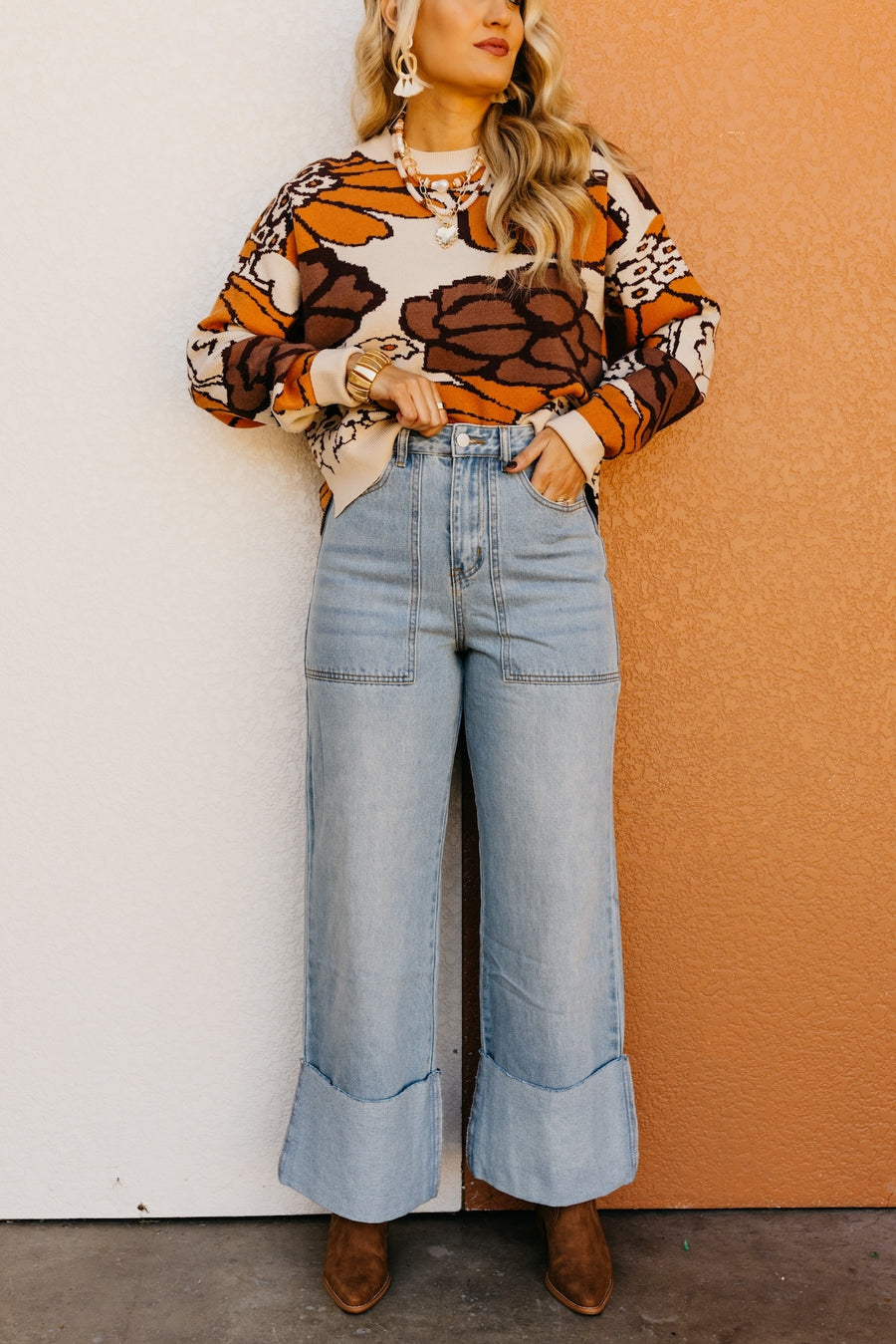 The Isaac Wide Leg Cuff Denim