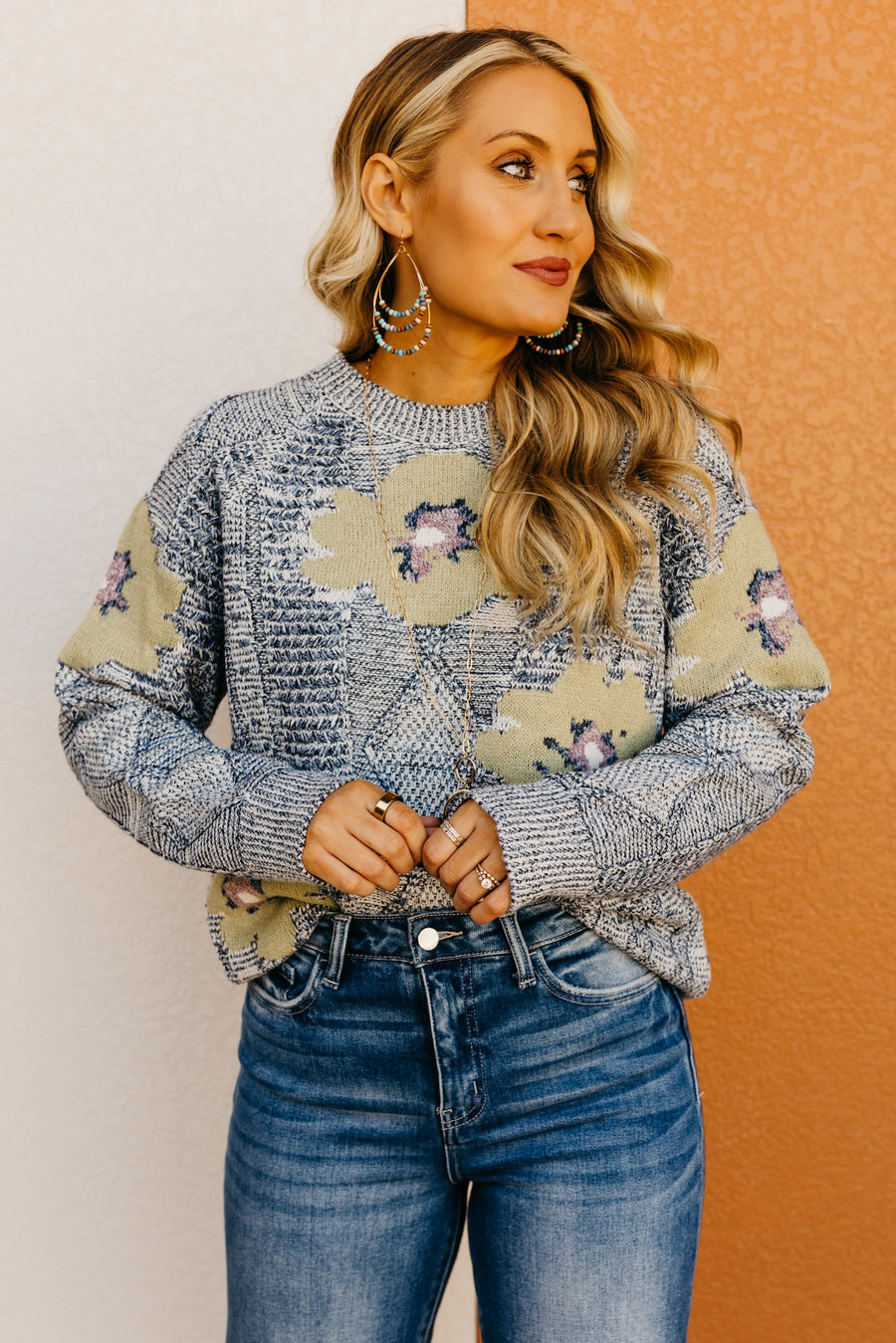 Mystree | The Lillian Floral Cable Sweater