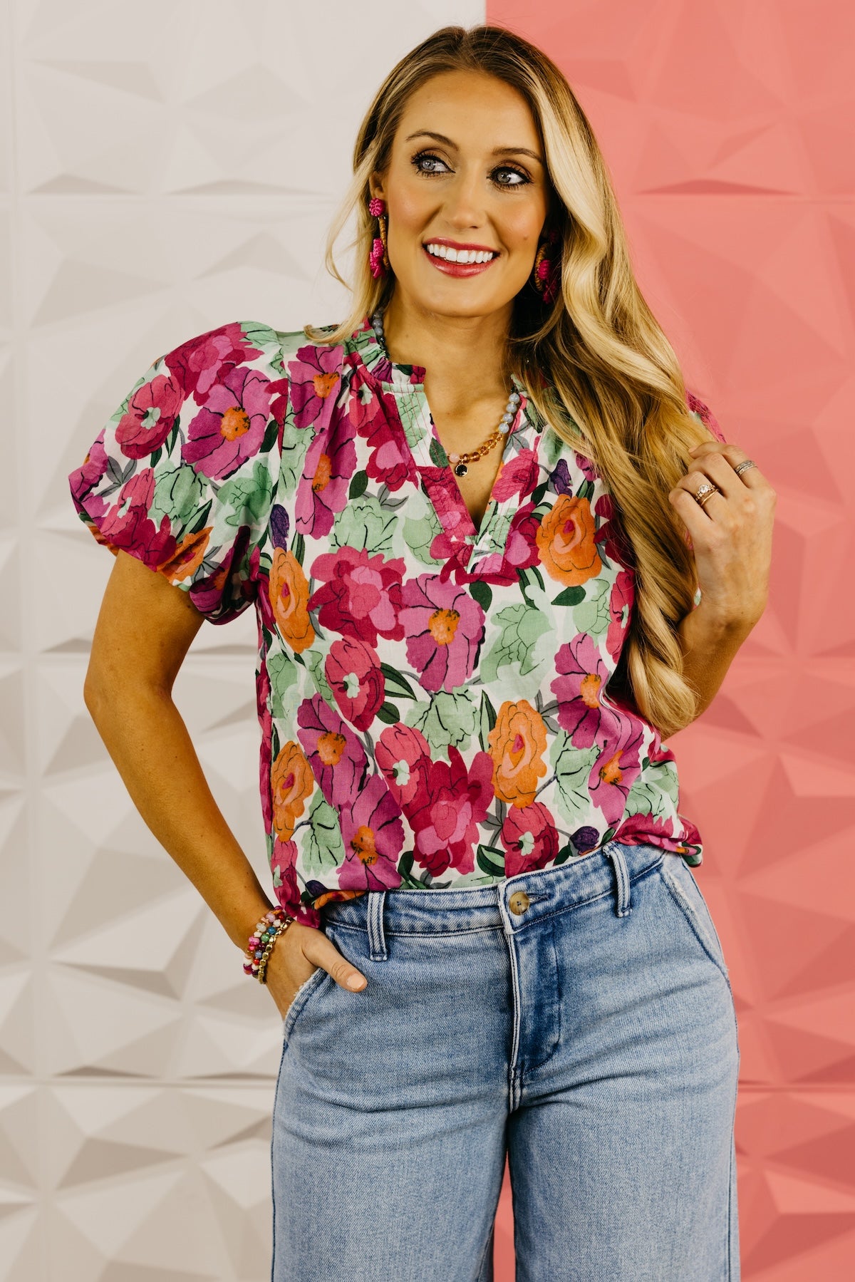 The Calvin Floral Puff Sleeve Blouse