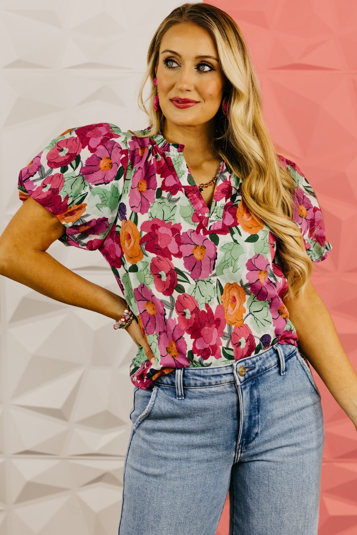 The Calvin Floral Puff Sleeve Blouse