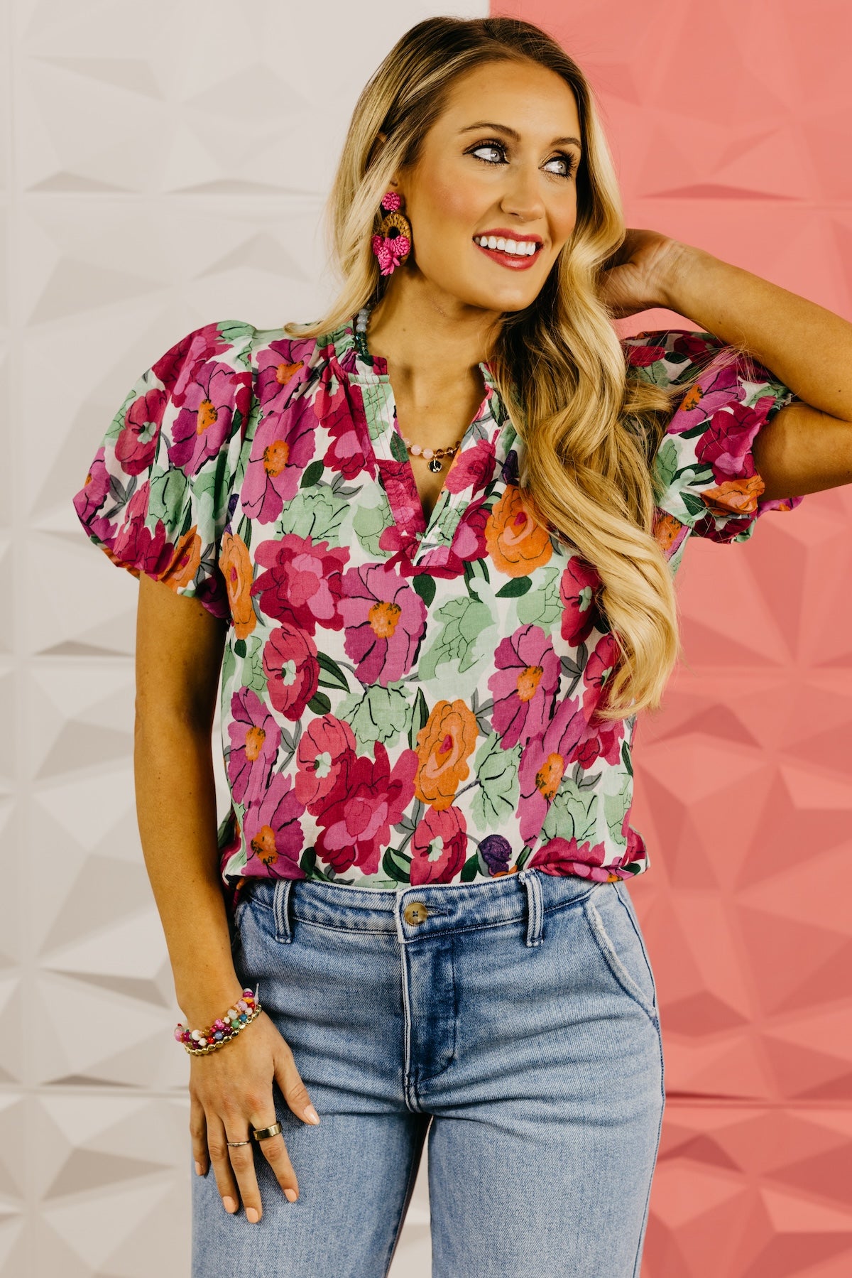 The Calvin Floral Puff Sleeve Blouse