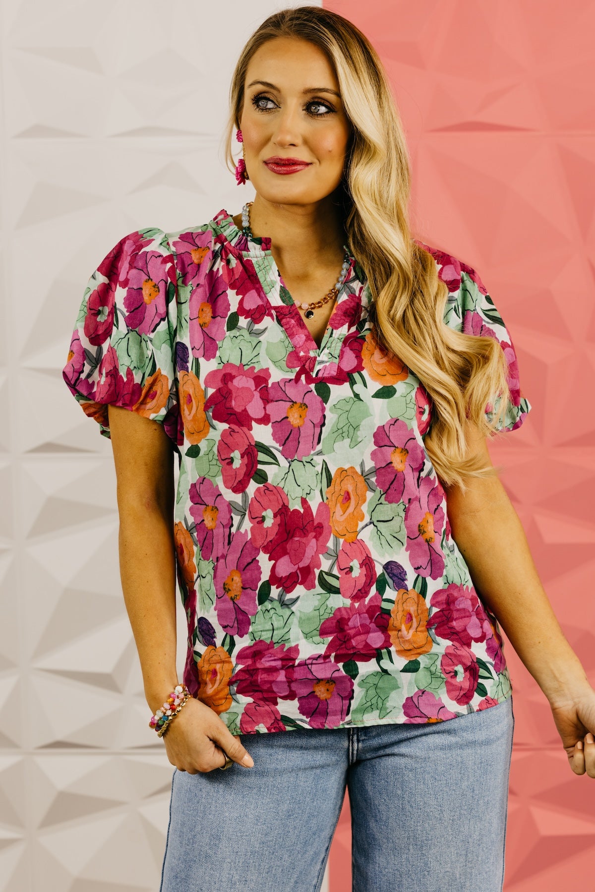 The Calvin Floral Puff Sleeve Blouse