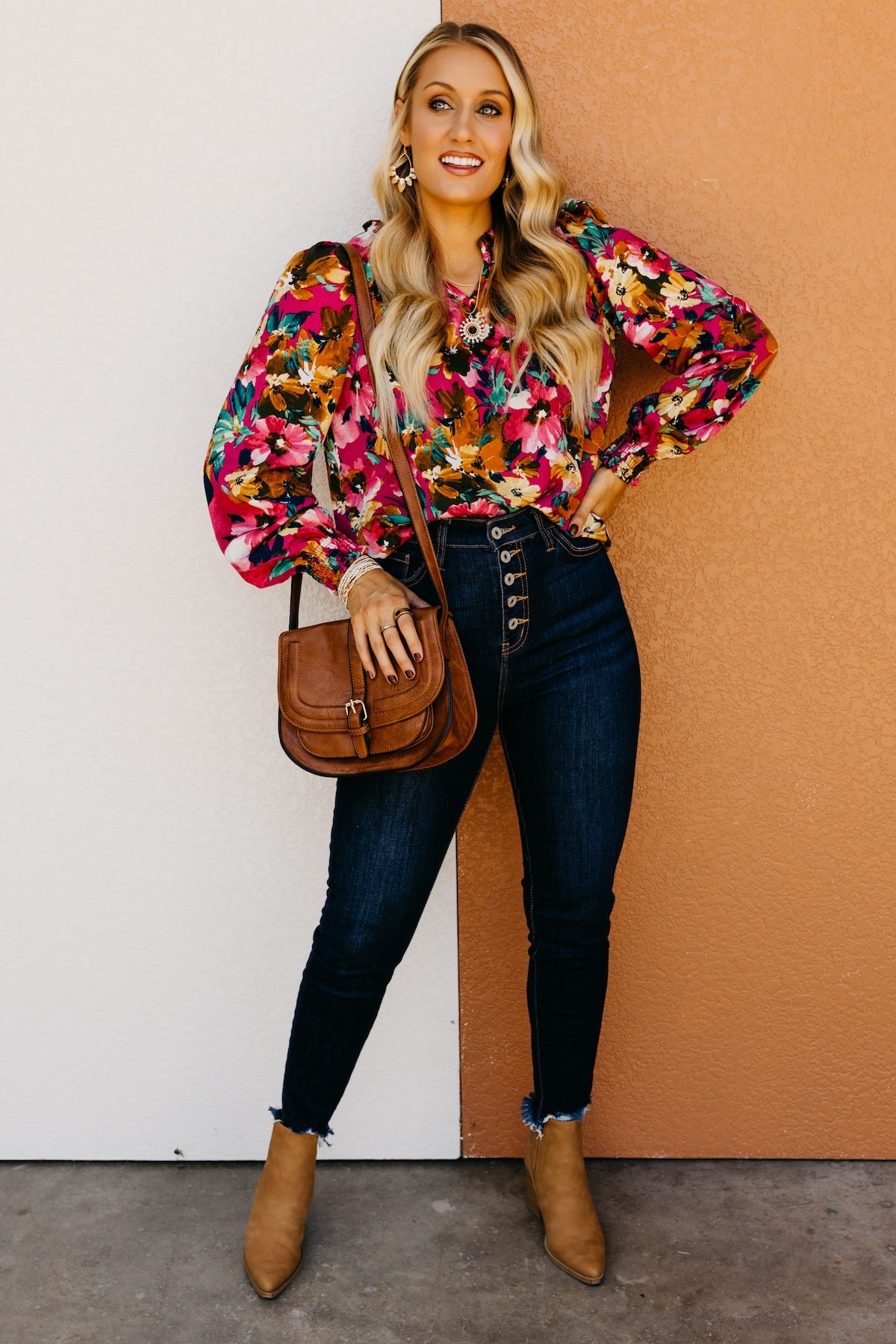 The Rita Balloon Sleeve Floral Blouse