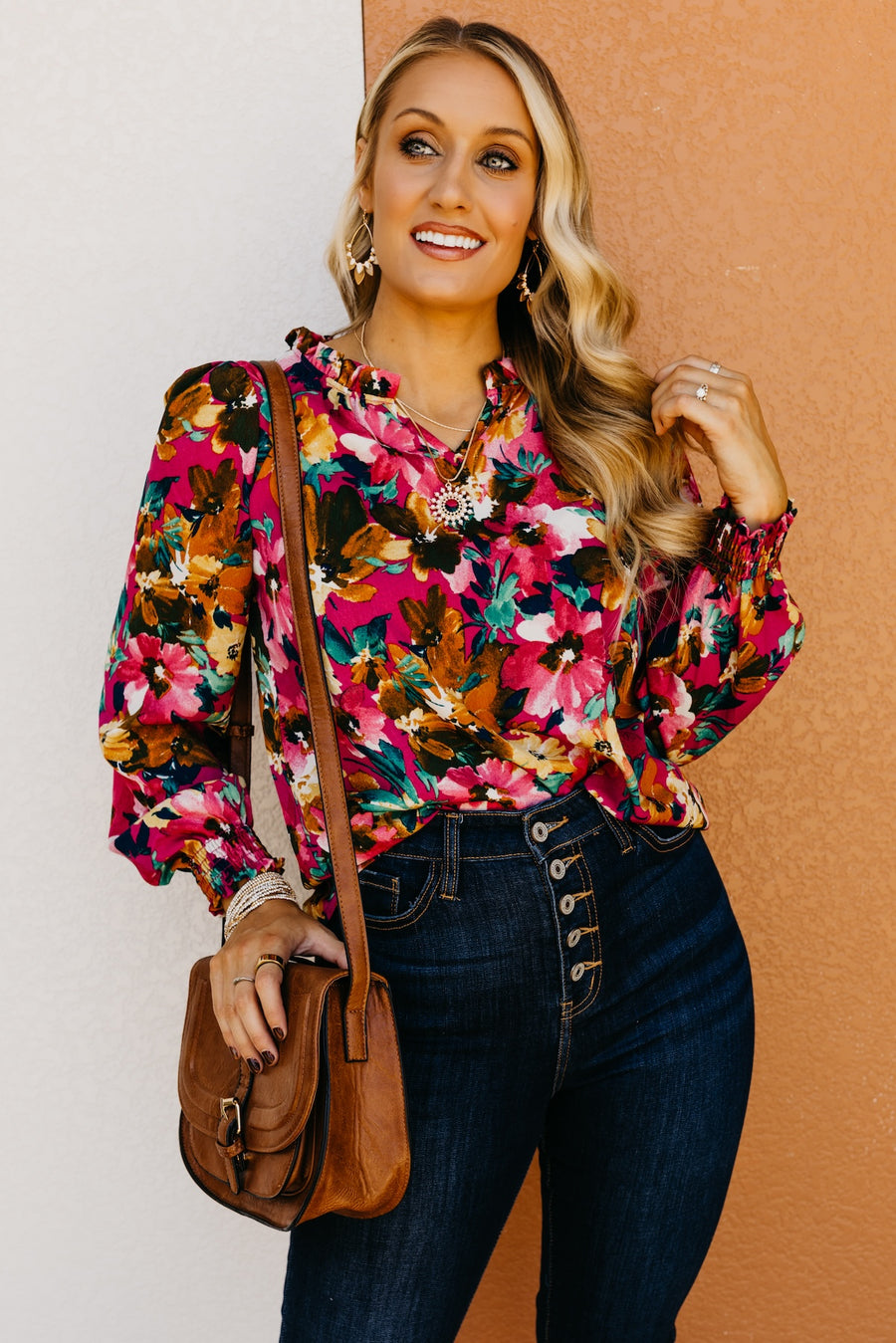 The Rita Balloon Sleeve Floral Blouse