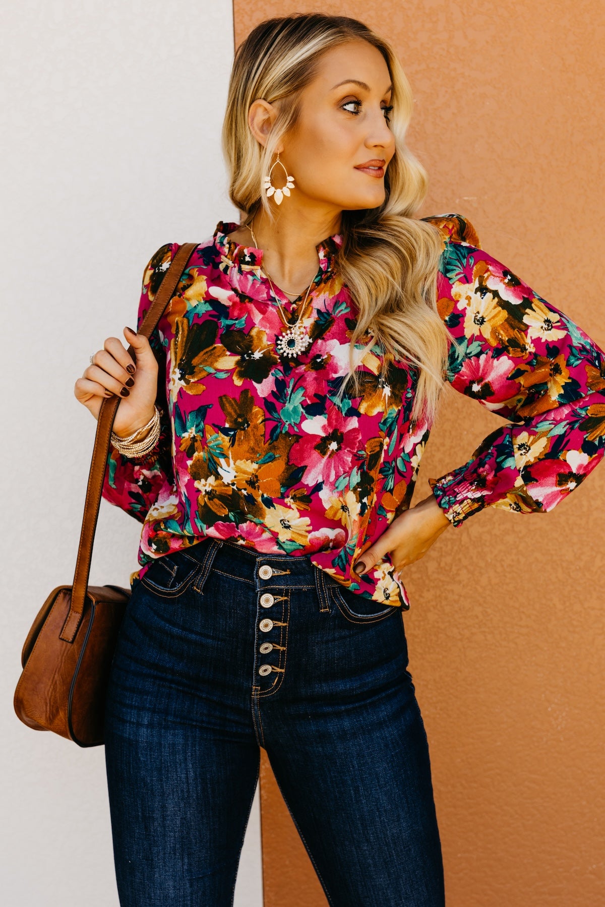 The Rita Balloon Sleeve Floral Blouse