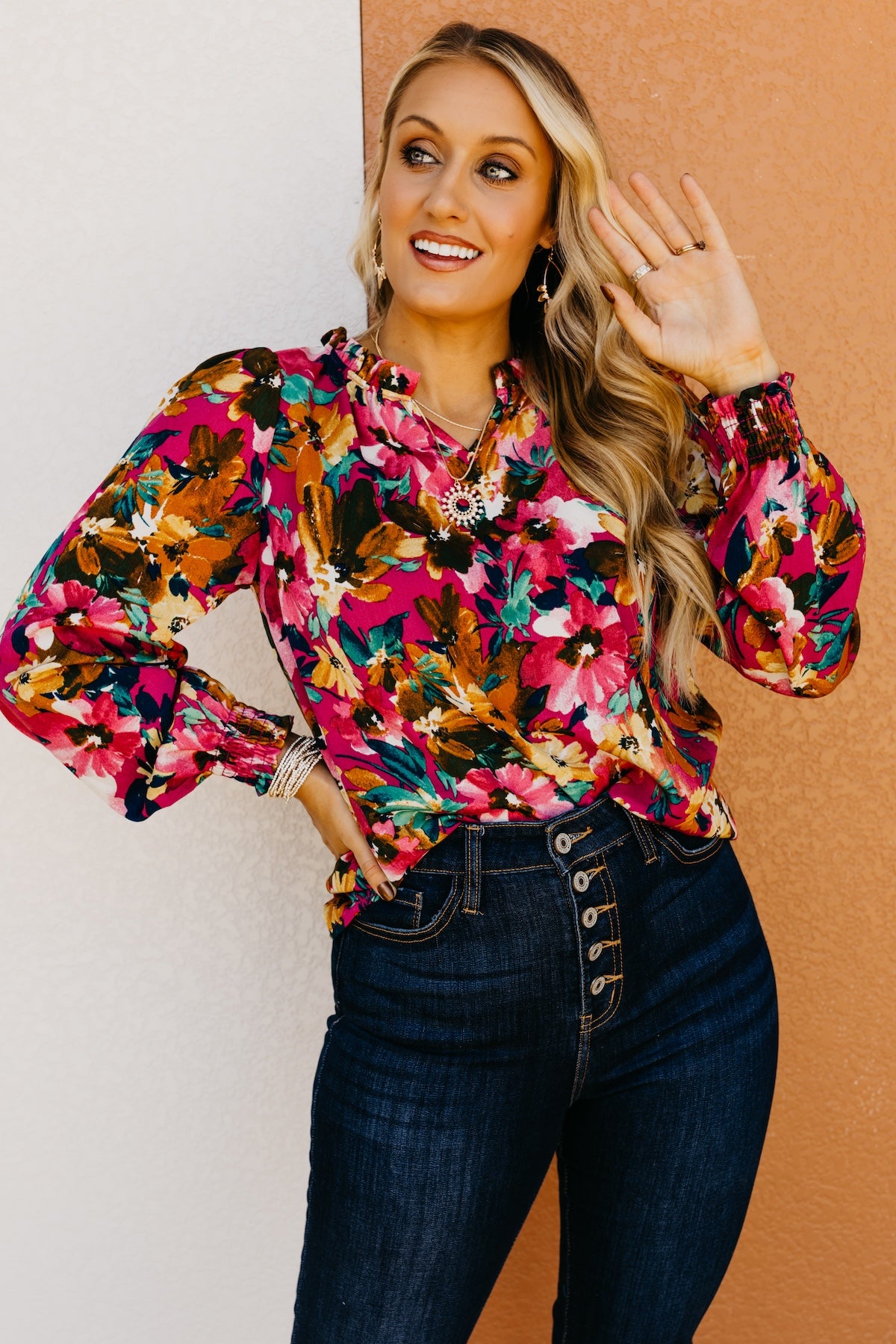 The Rita Balloon Sleeve Floral Blouse