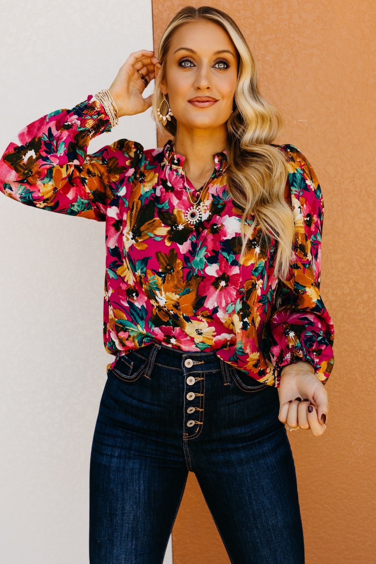 The Rita Balloon Sleeve Floral Blouse