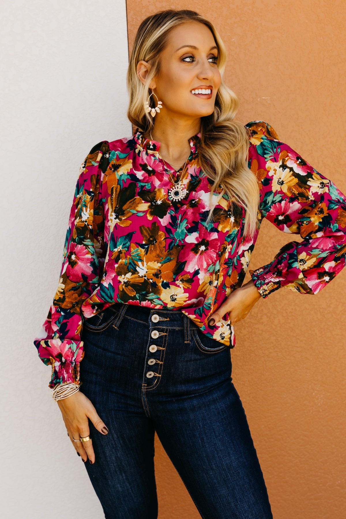 The Rita Balloon Sleeve Floral Blouse