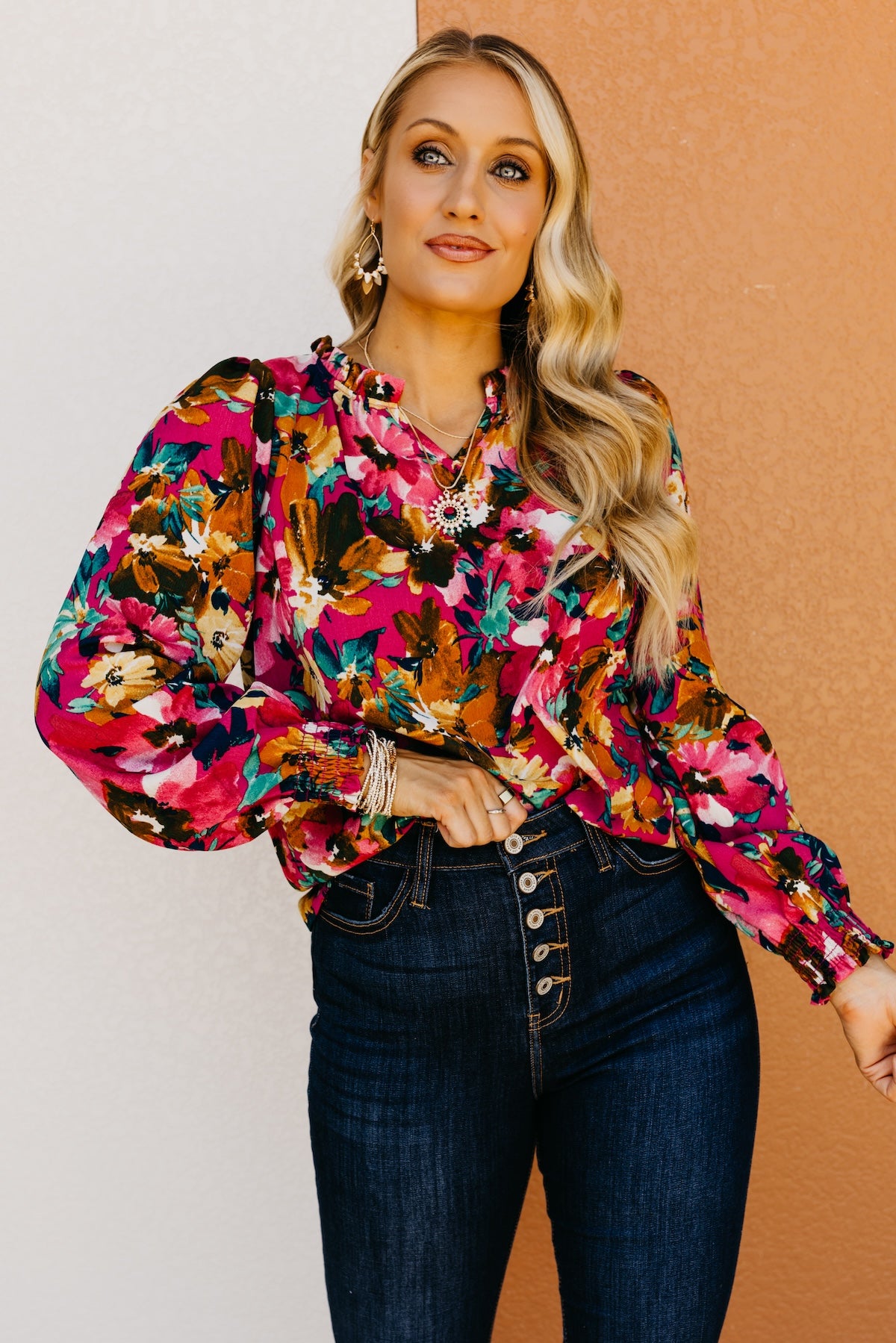 The Rita Balloon Sleeve Floral Blouse