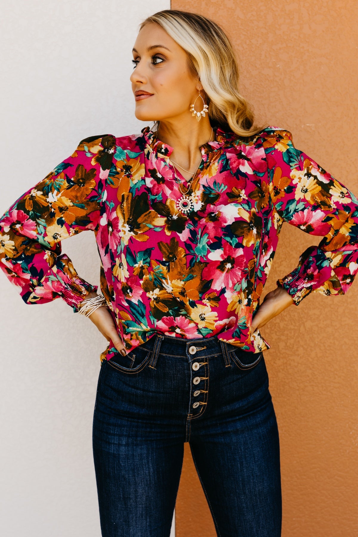 The Rita Balloon Sleeve Floral Blouse