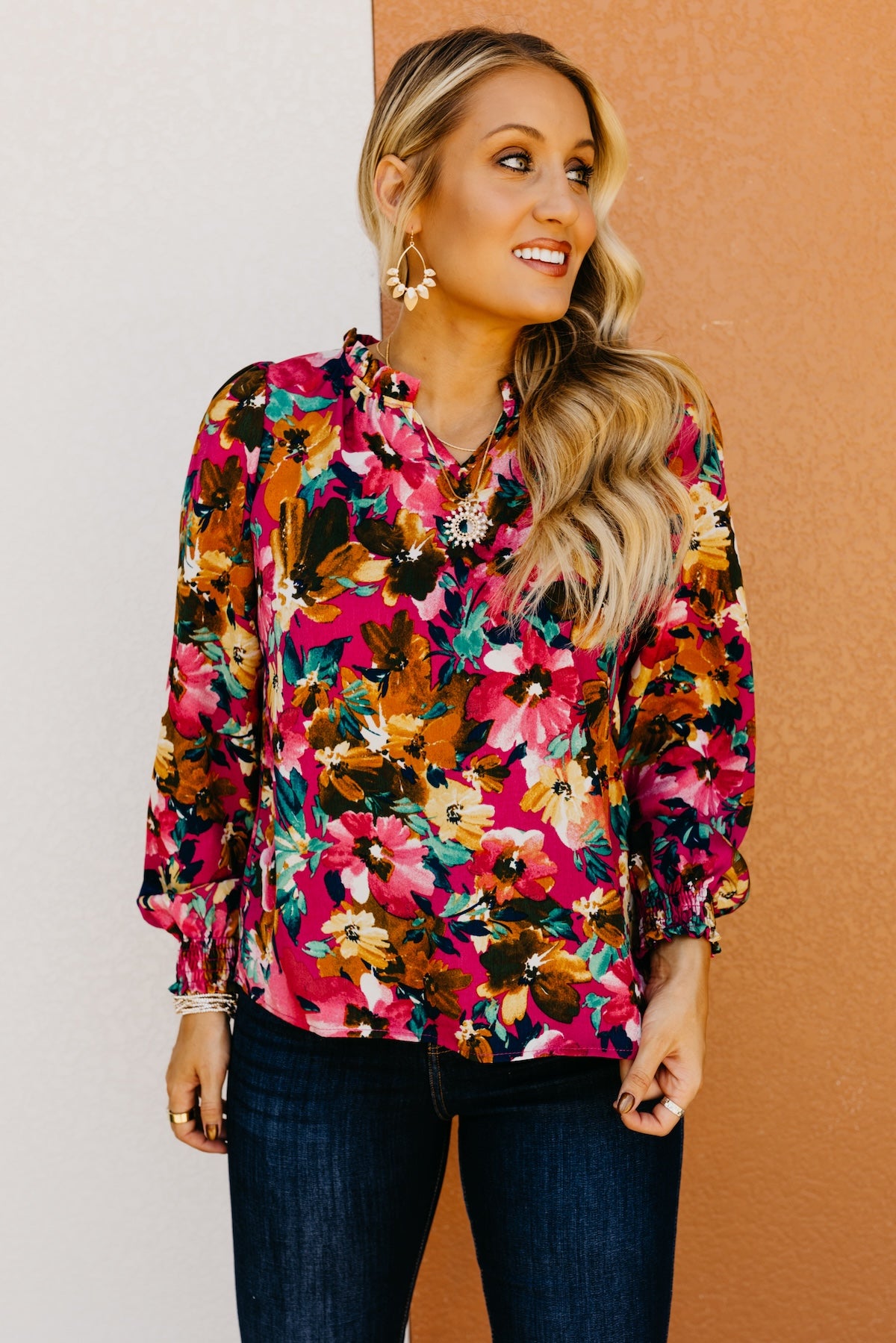 The Rita Balloon Sleeve Floral Blouse