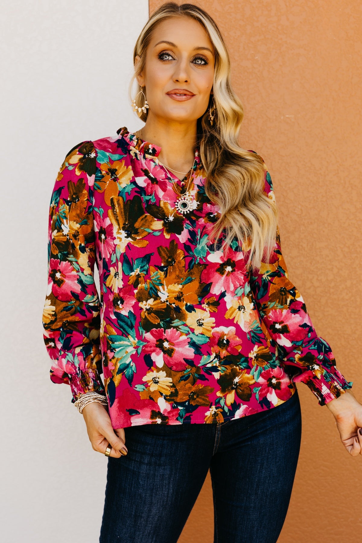 The Rita Balloon Sleeve Floral Blouse