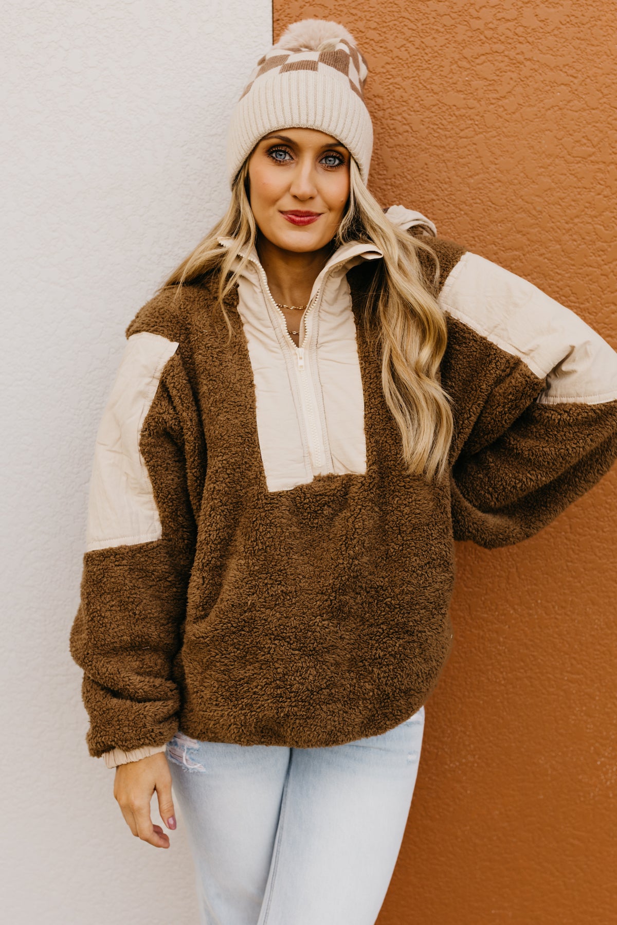 Brown sherpa hot sale hoodie