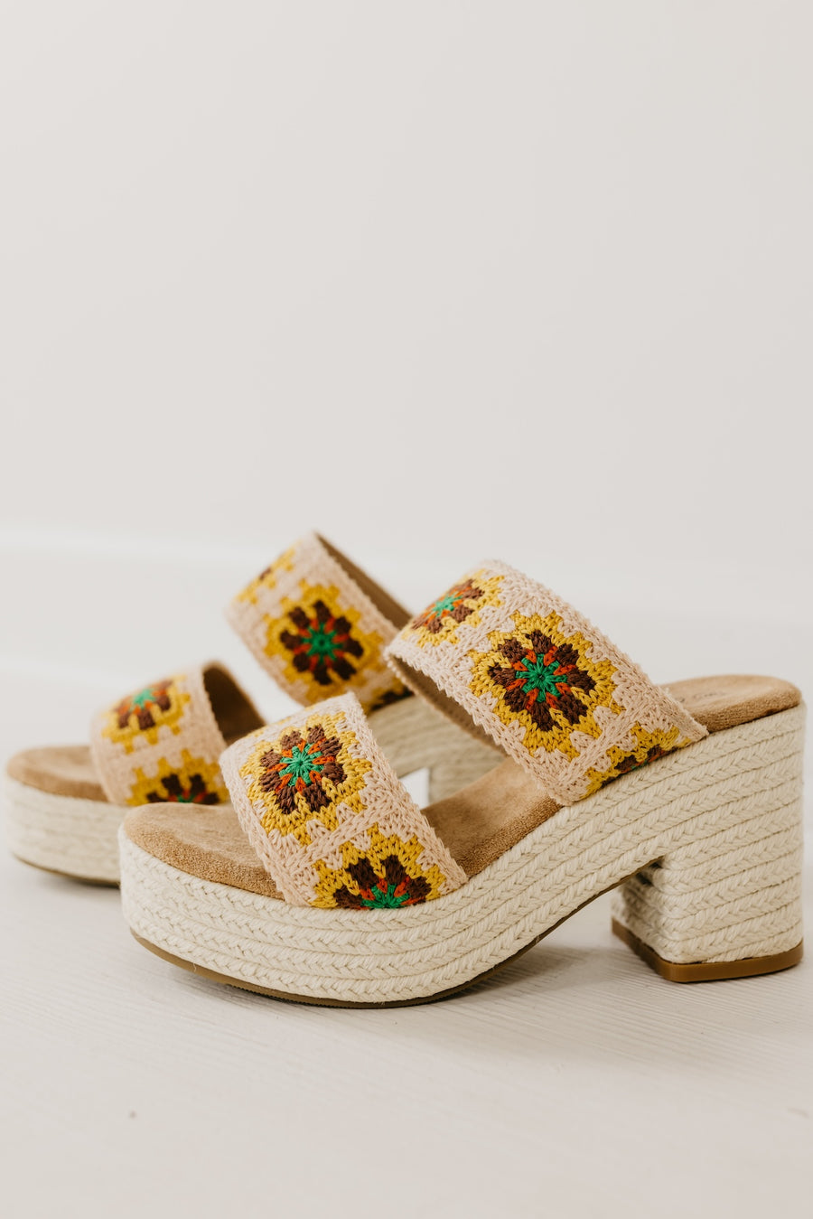 The Shirin Floral Crochet Platform Heel
