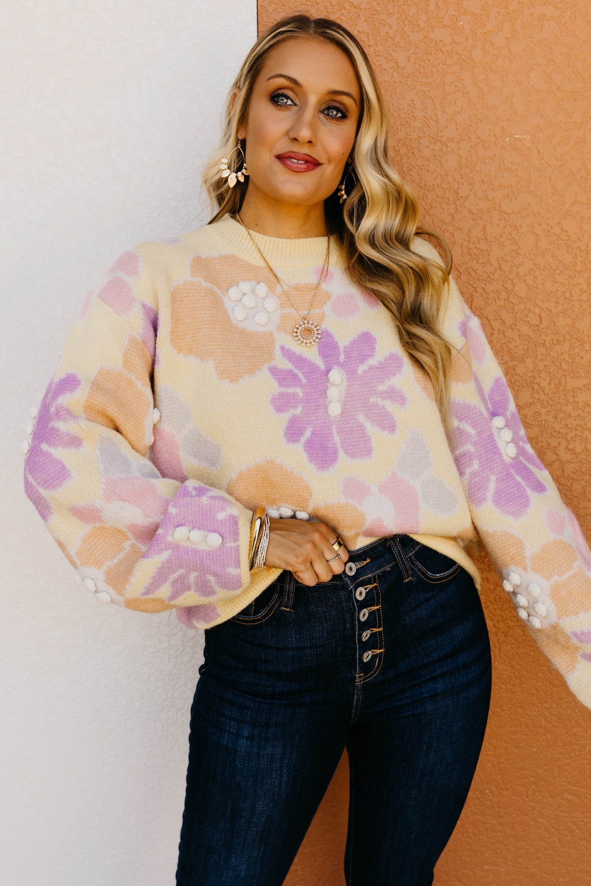 The Barbara Floral Pom Sweater