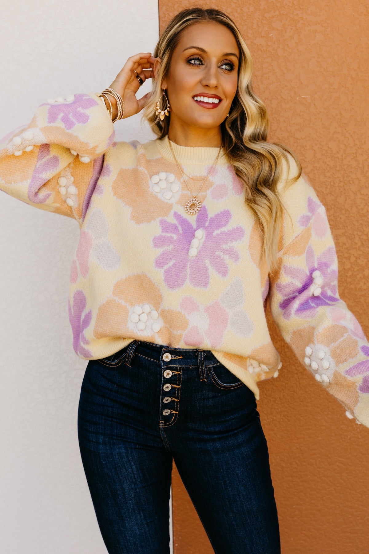 The Barbara Floral Pom Sweater