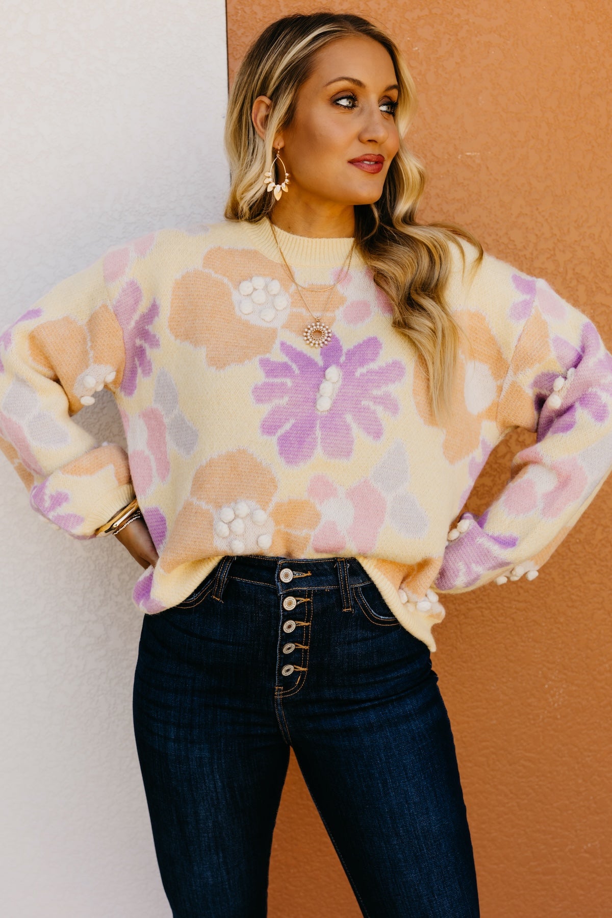 The Barbara Floral Pom Sweater