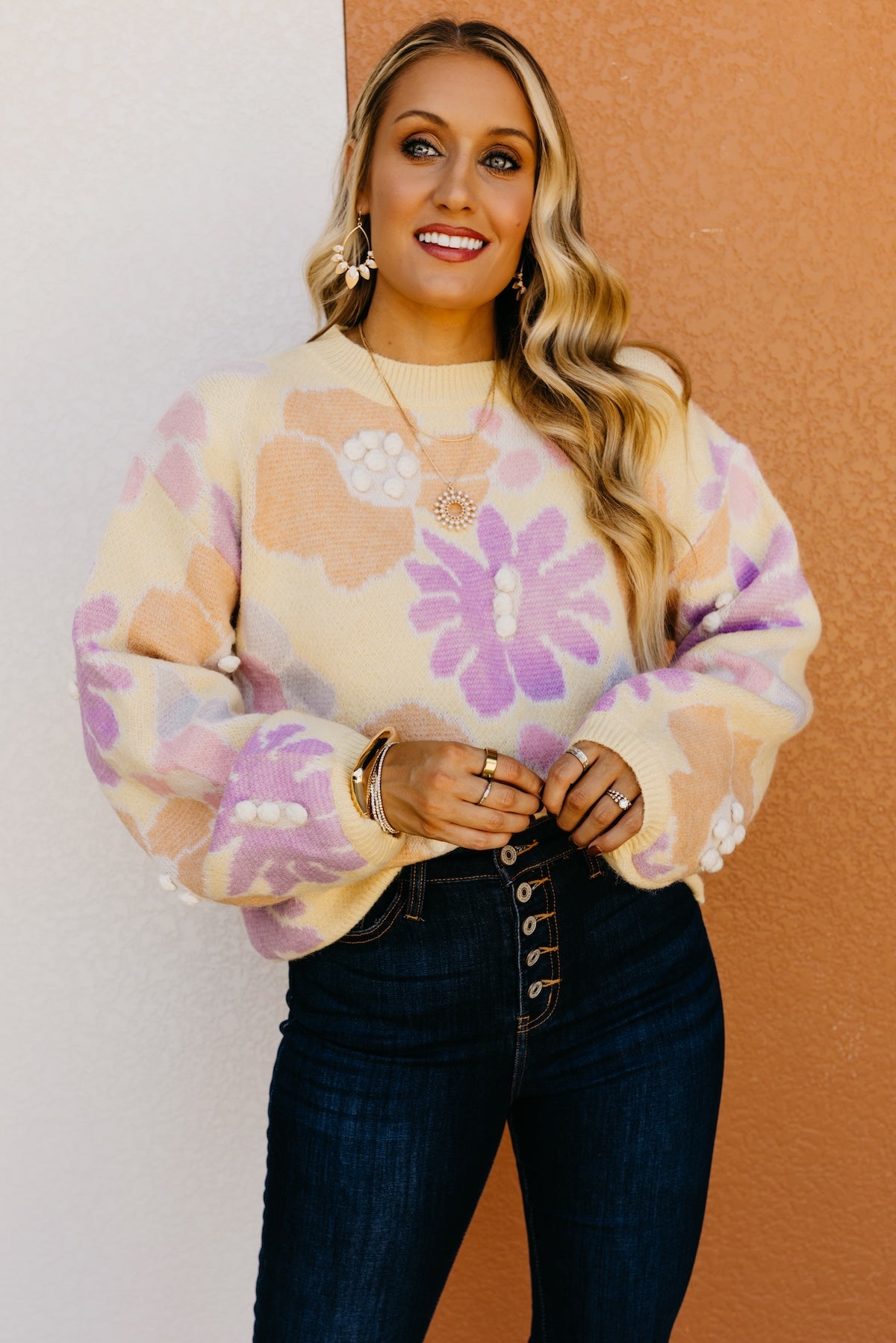 The Barbara Floral Pom Sweater