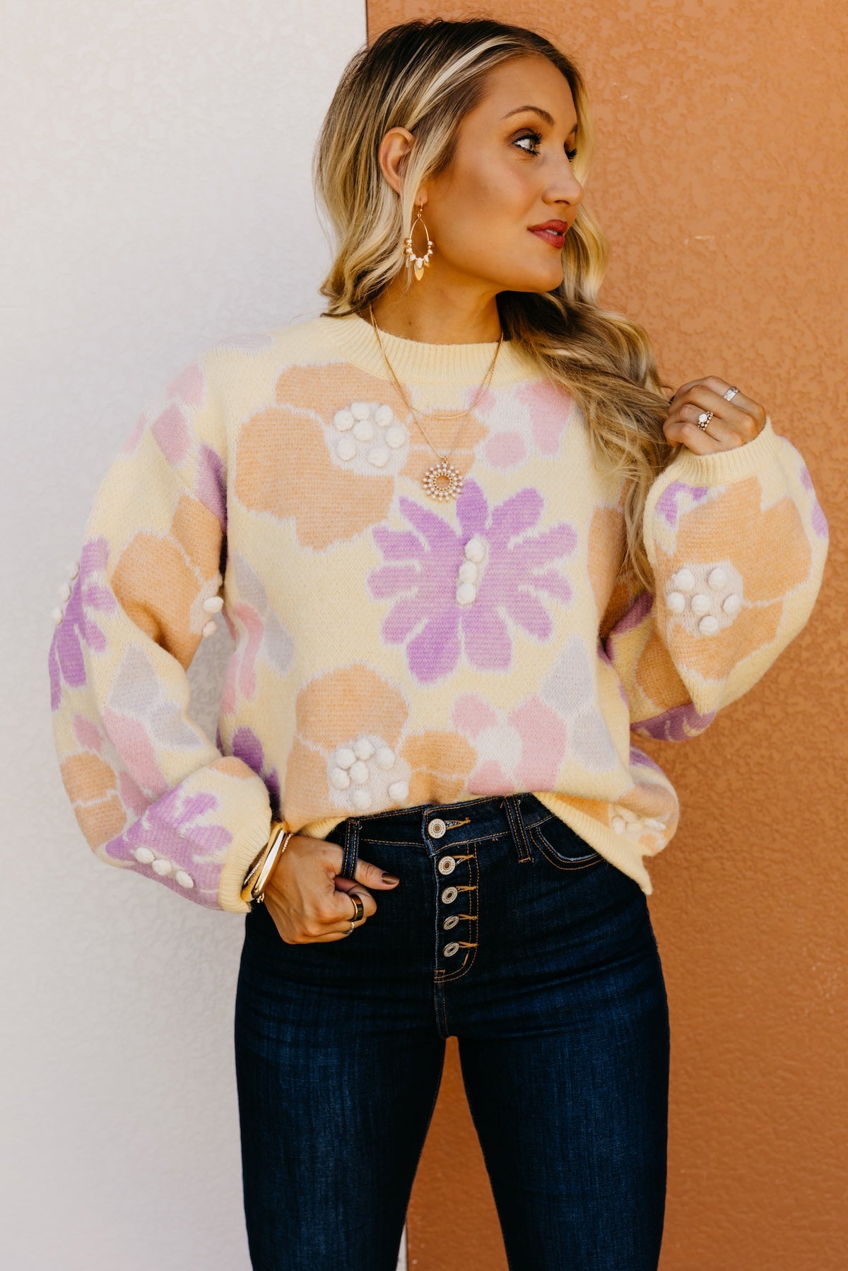 The Barbara Floral Pom Sweater