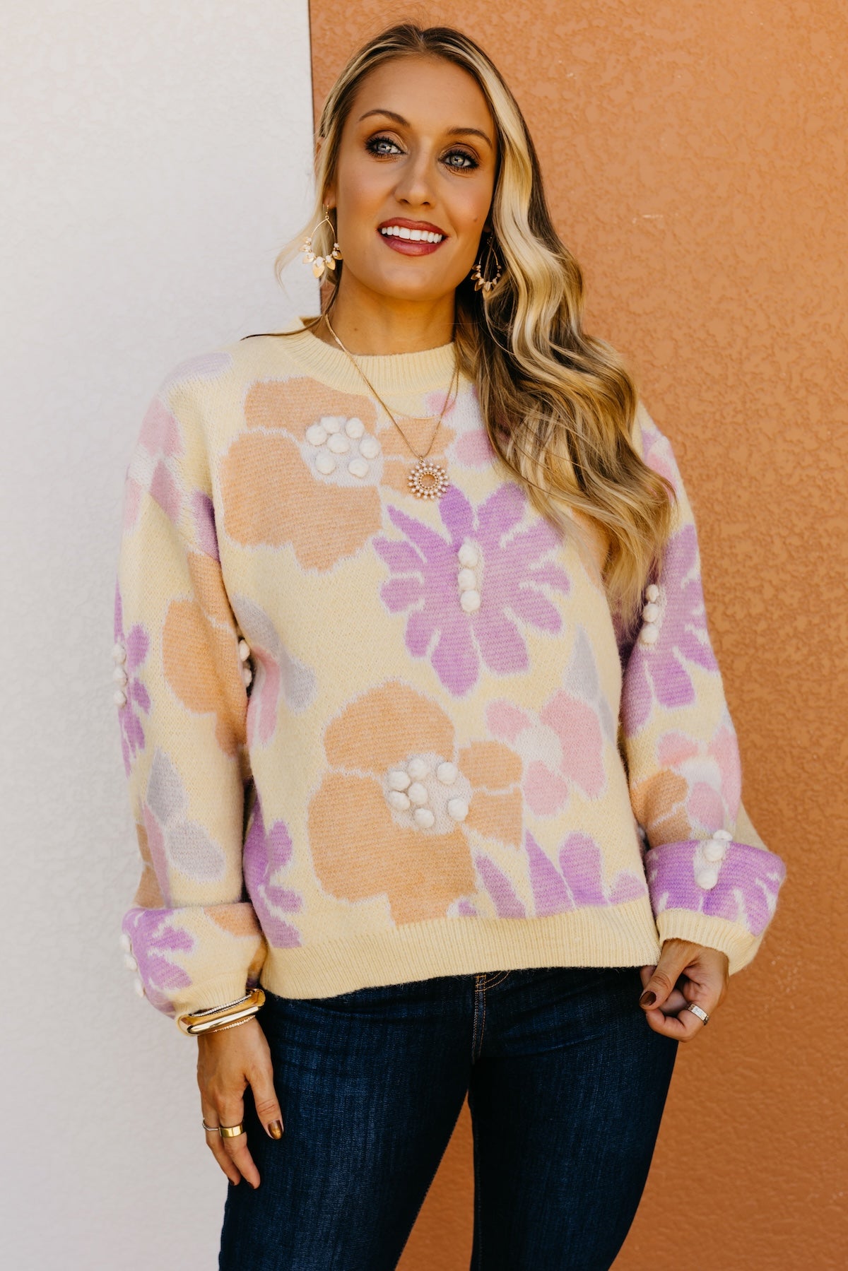 The Barbara Floral Pom Sweater