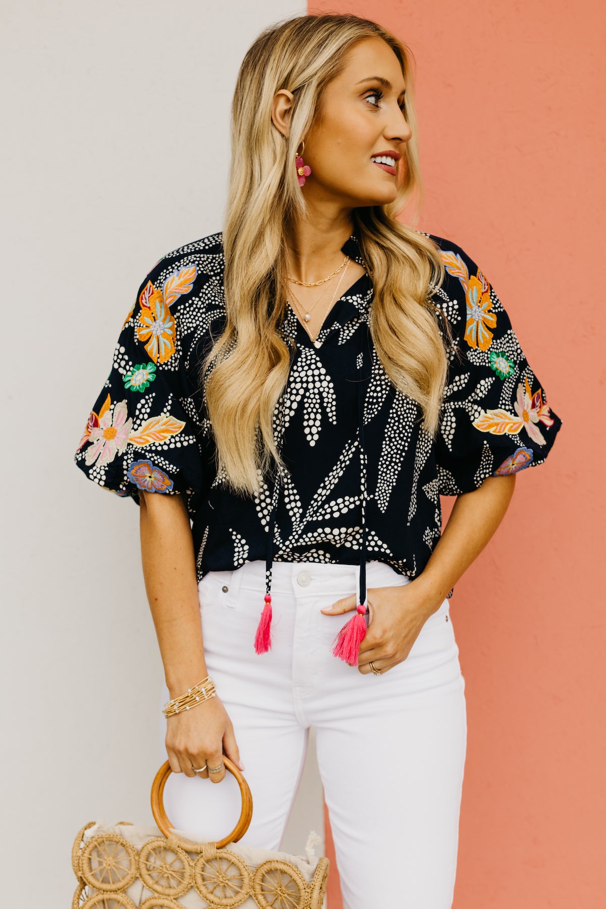 The Carly Embroidered Puff Sleeve Top