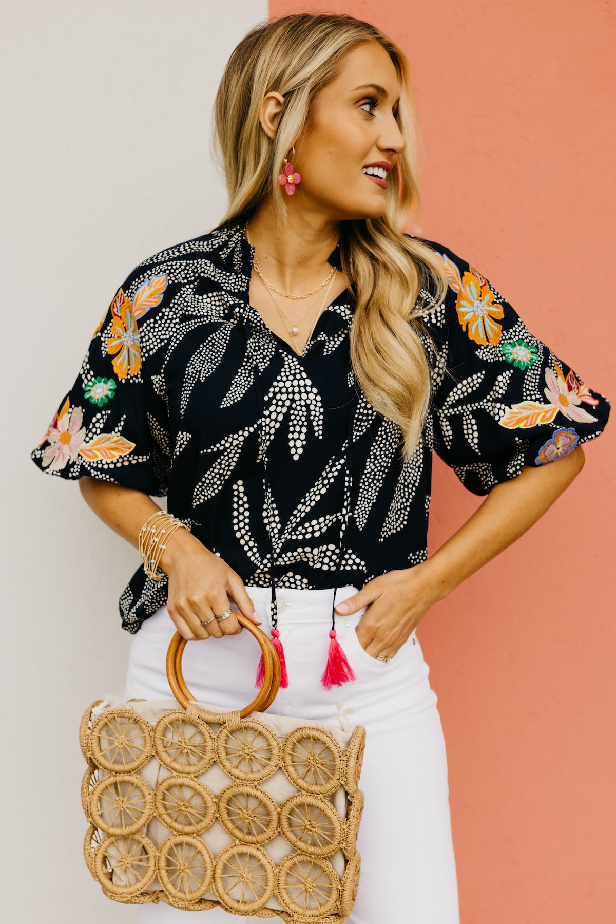 The Carly Embroidered Puff Sleeve Top