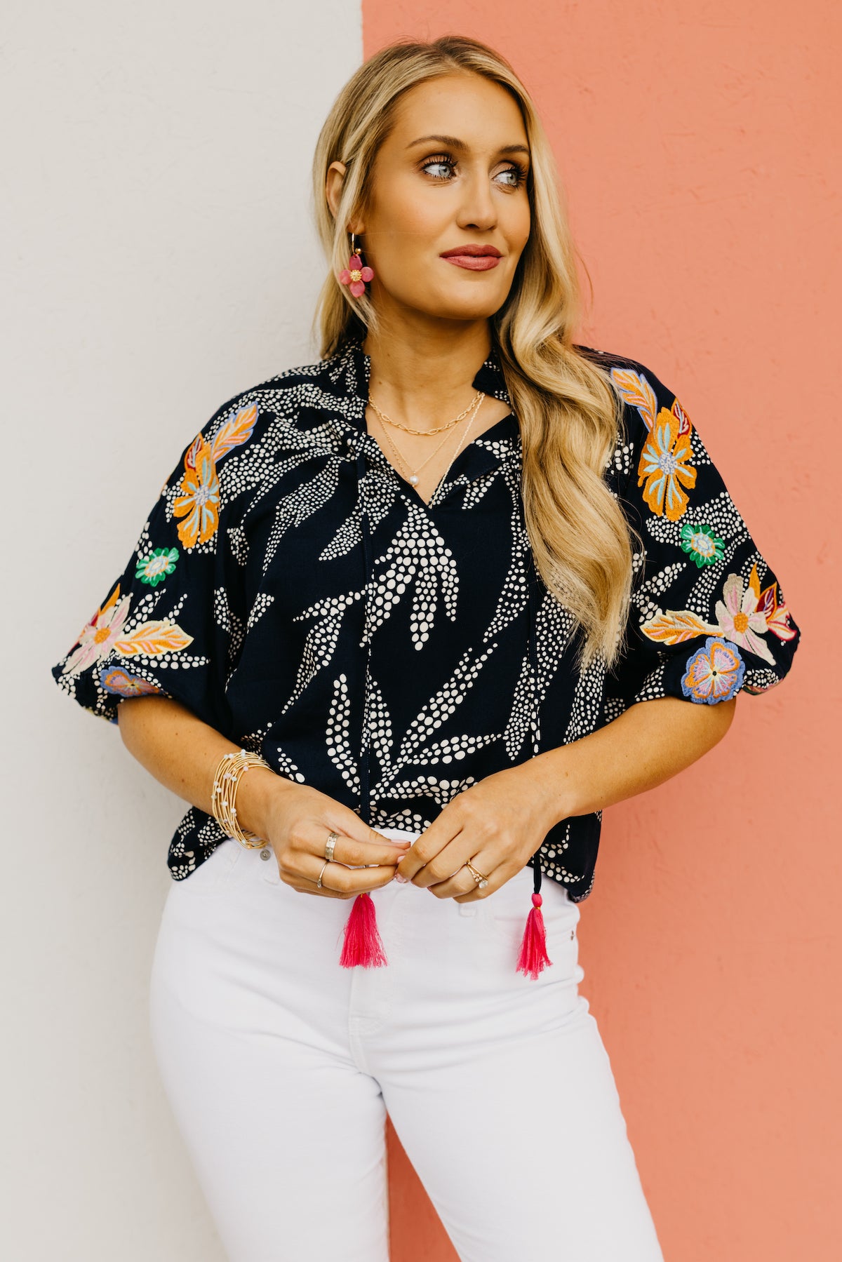 The Carly Embroidered Puff Sleeve Top