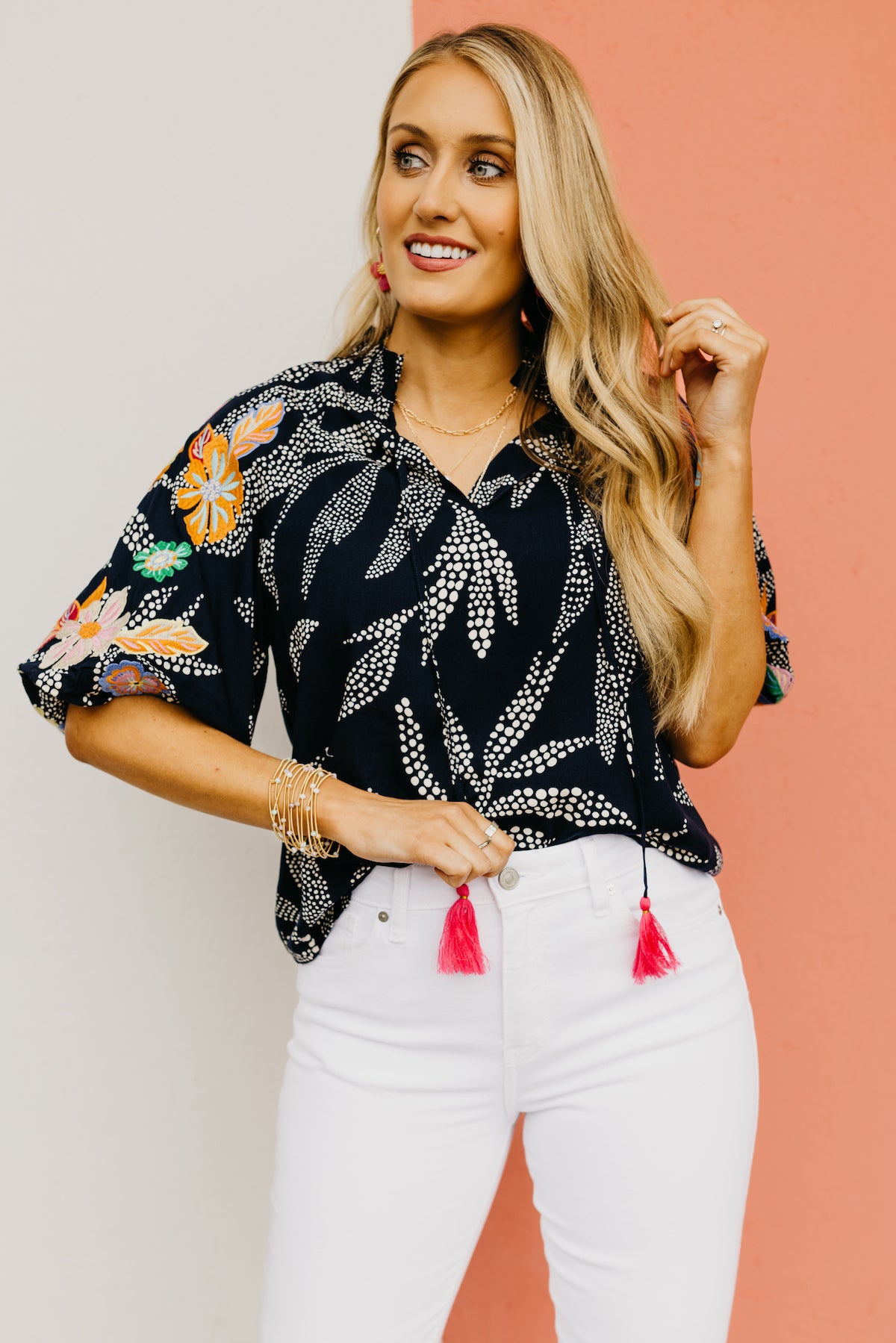 The Carly Embroidered Puff Sleeve Top