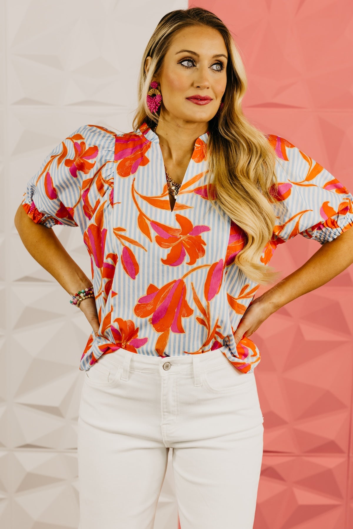 The Beau Floral Striped Woven Top