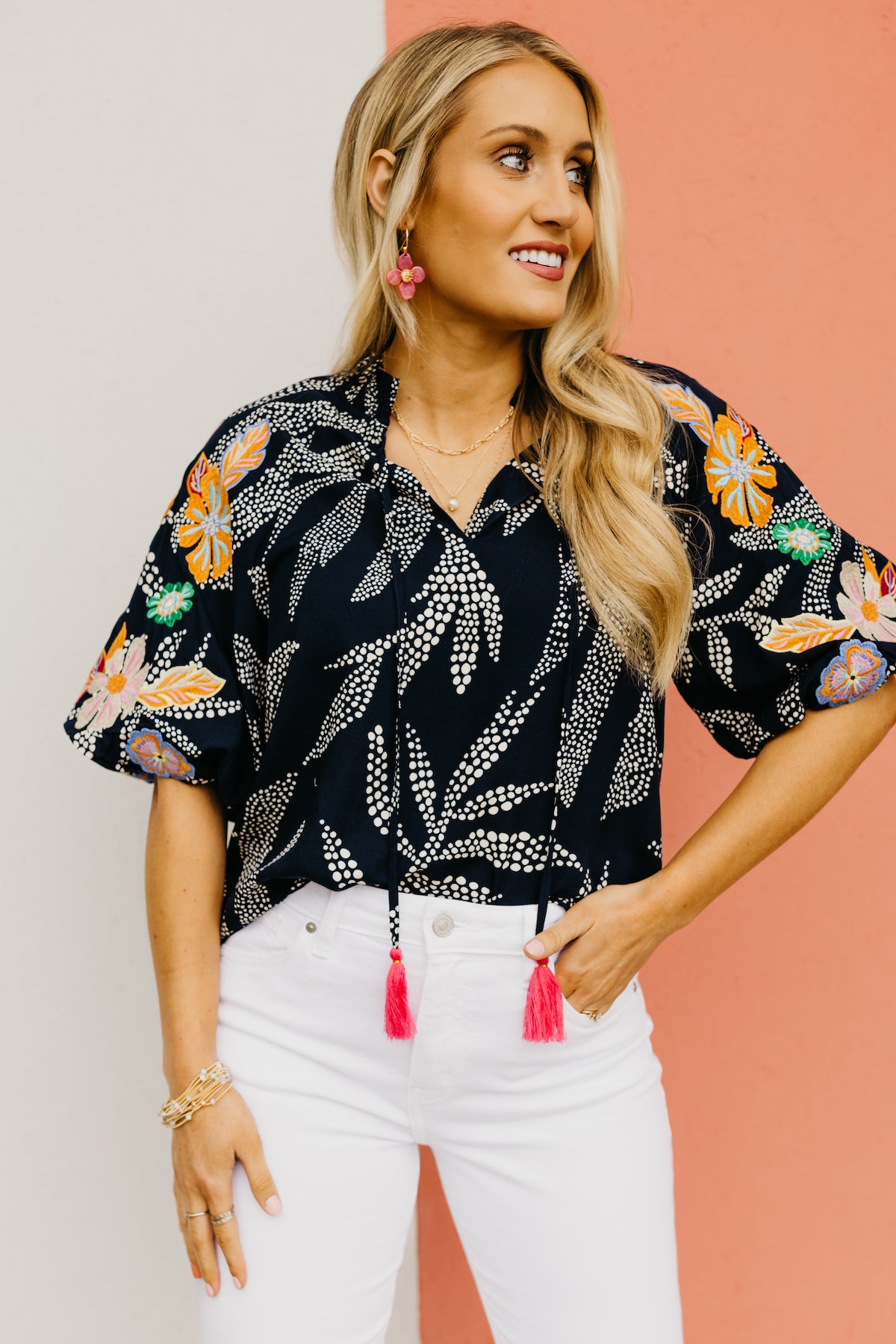 The Carly Embroidered Puff Sleeve Top