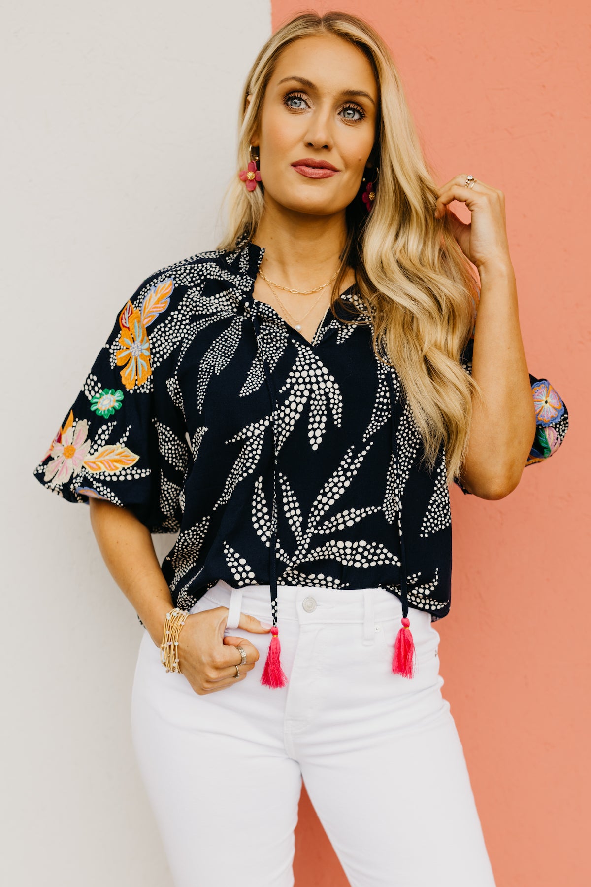 The Carly Embroidered Puff Sleeve Top