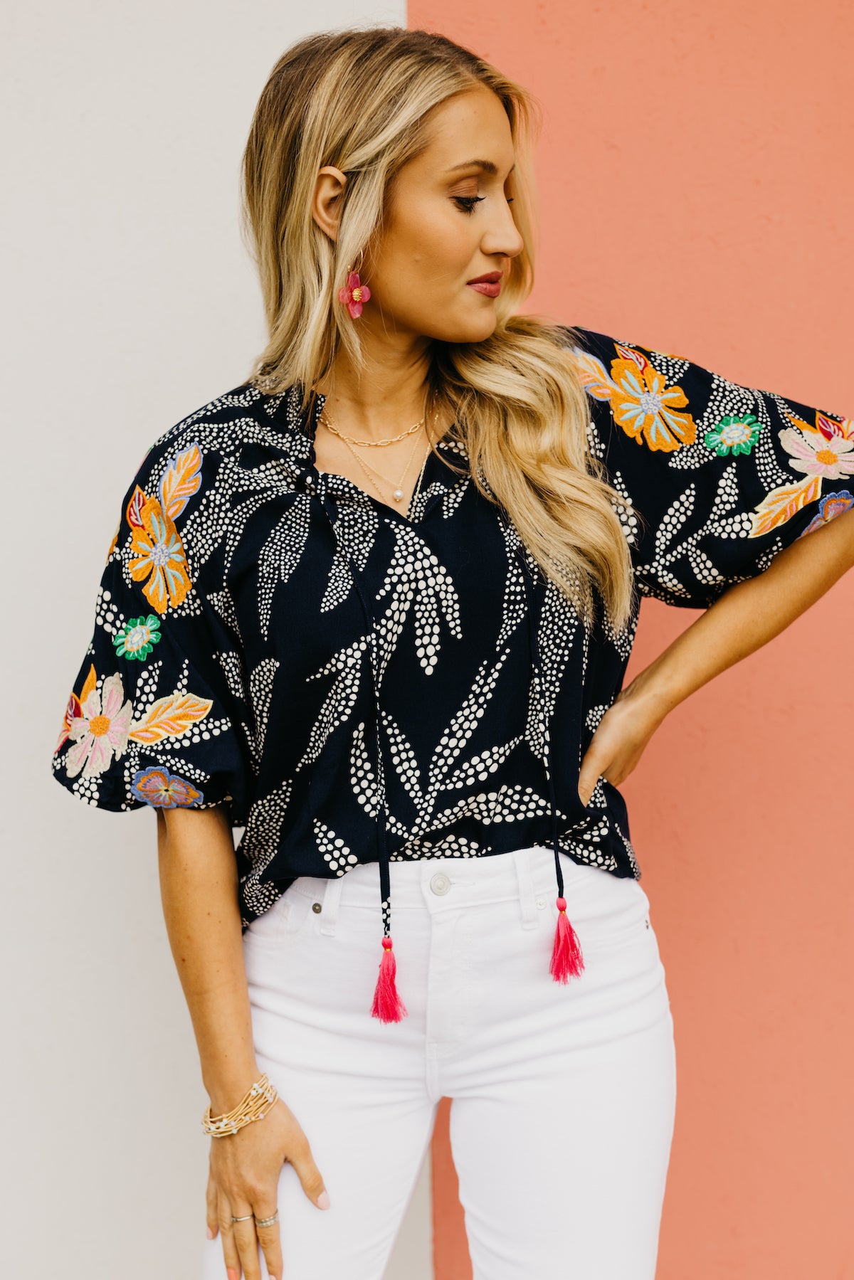 The Carly Embroidered Puff Sleeve Top