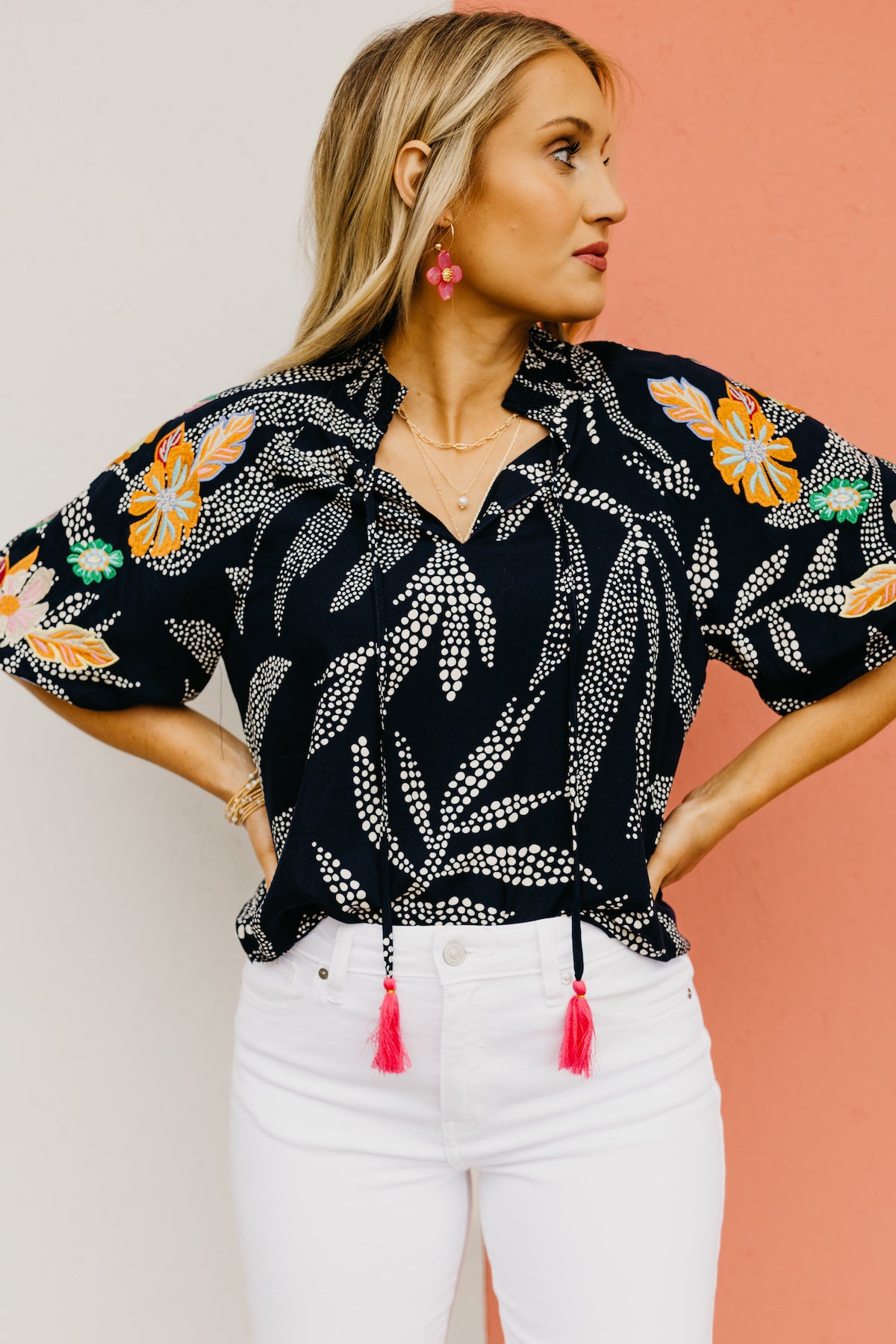 The Carly Embroidered Puff Sleeve Top