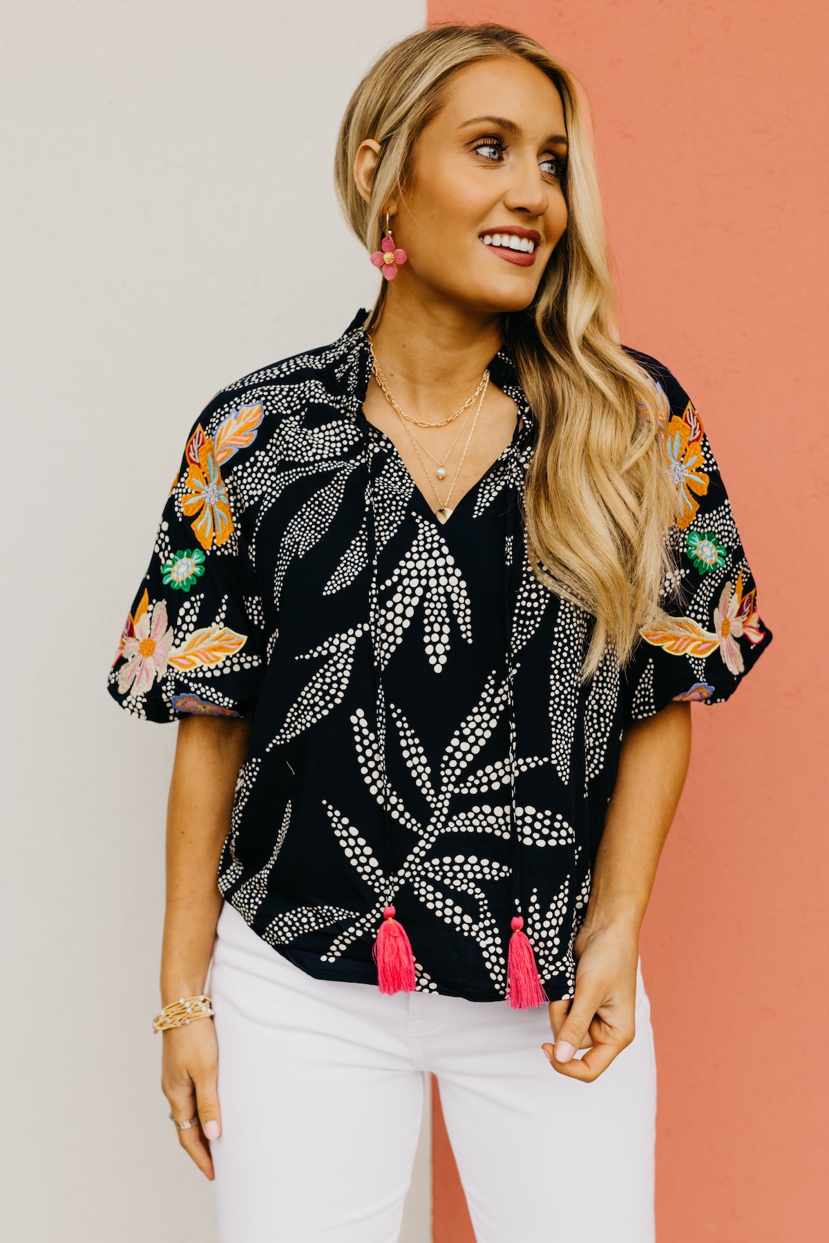 The Carly Embroidered Puff Sleeve Top