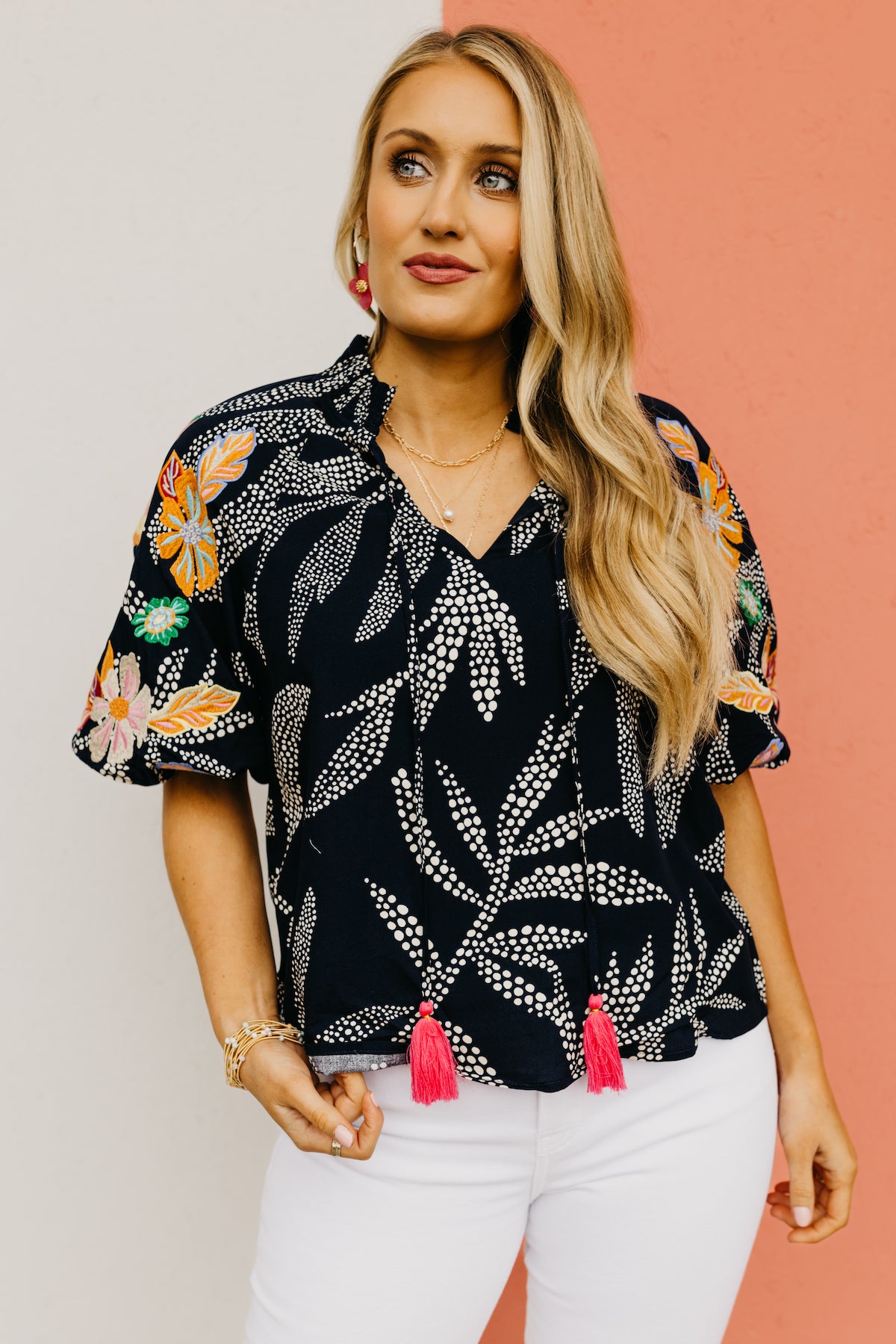 The Carly Embroidered Puff Sleeve Top