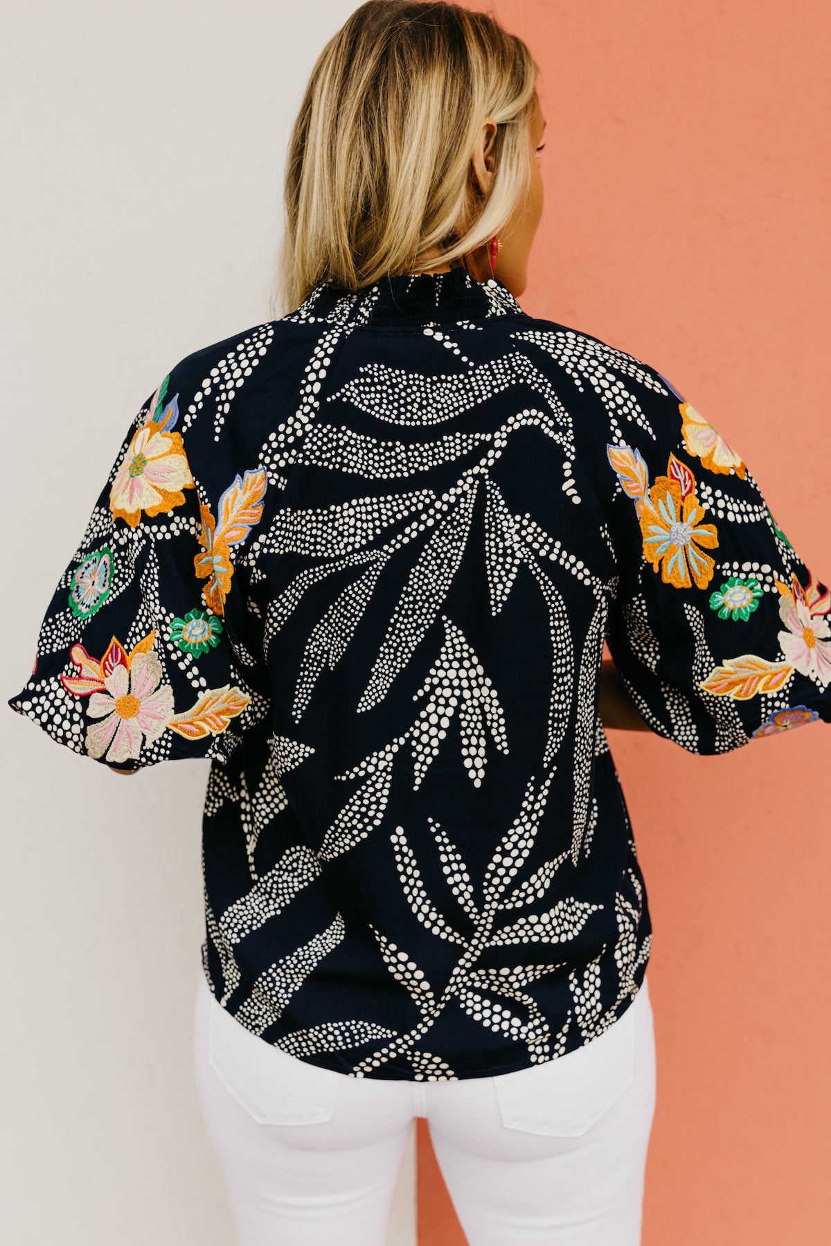 The Carly Embroidered Puff Sleeve Top