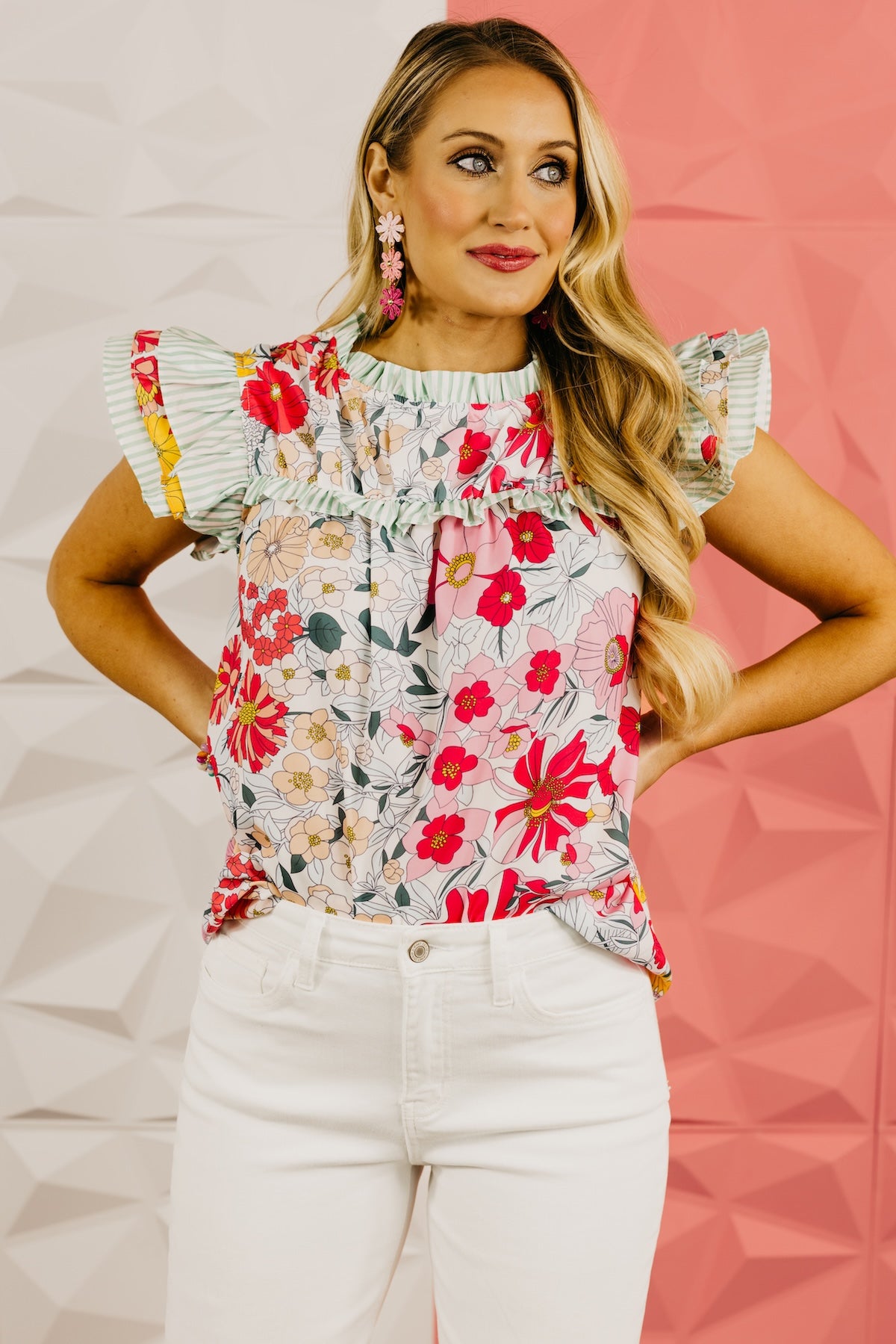 The Maurice Floral Flutter Sleeve Top