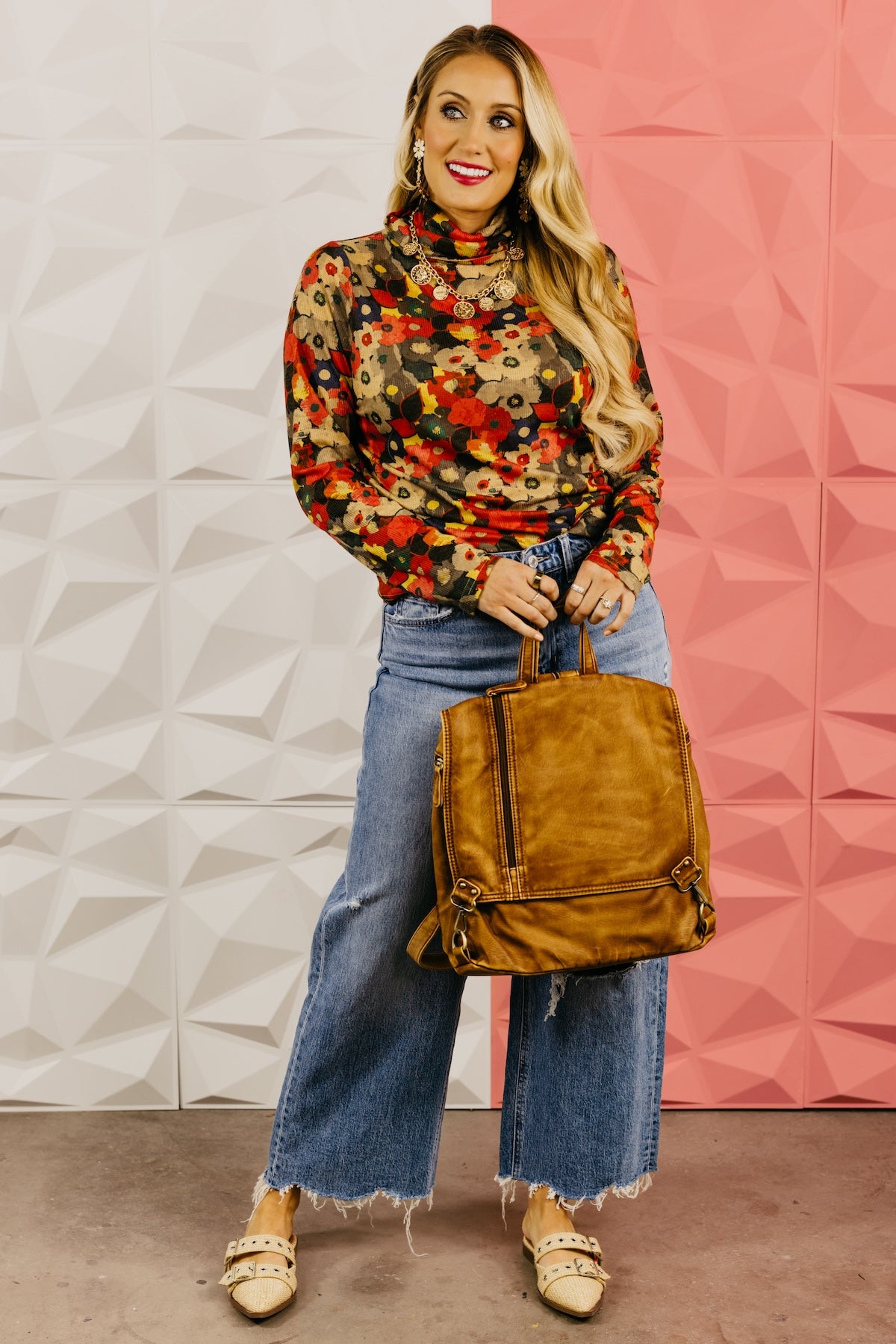 The Ashlee Floral Turtle Neck Top