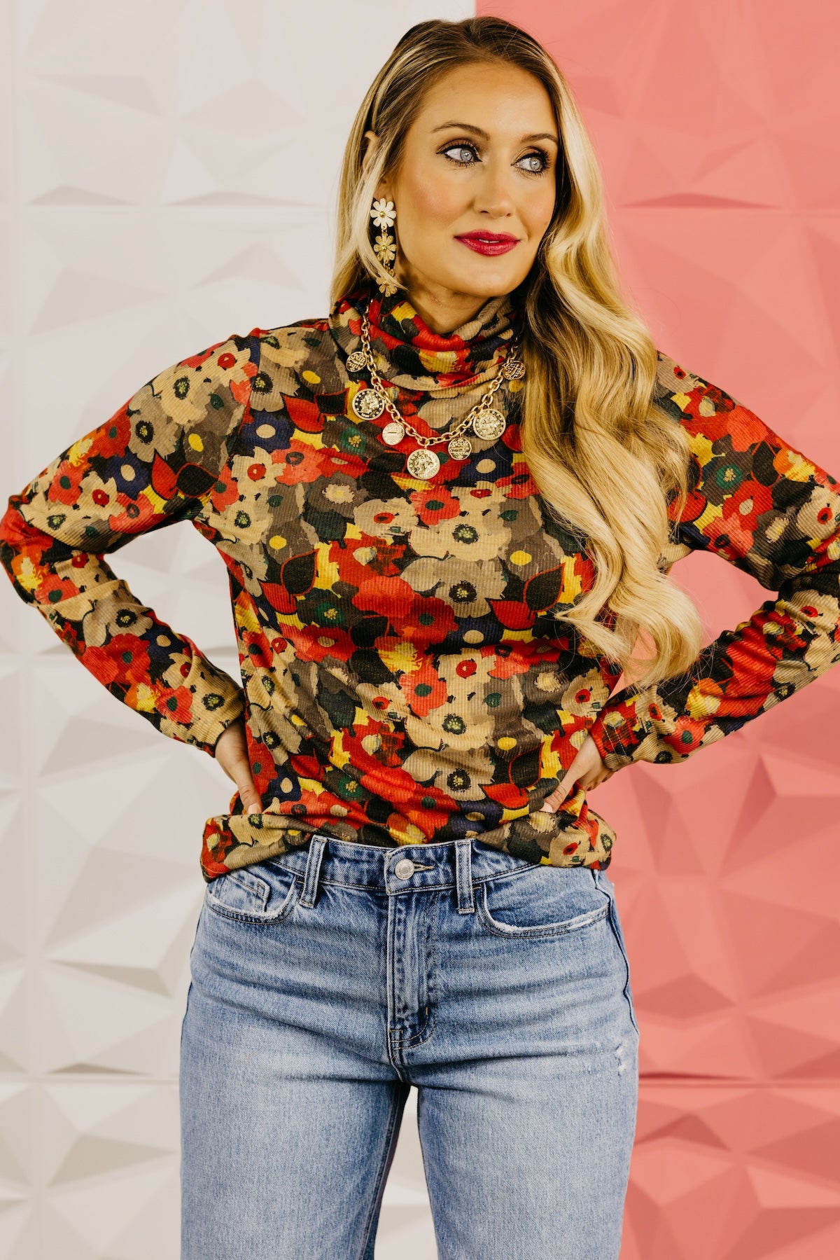 The Ashlee Floral Turtle Neck Top