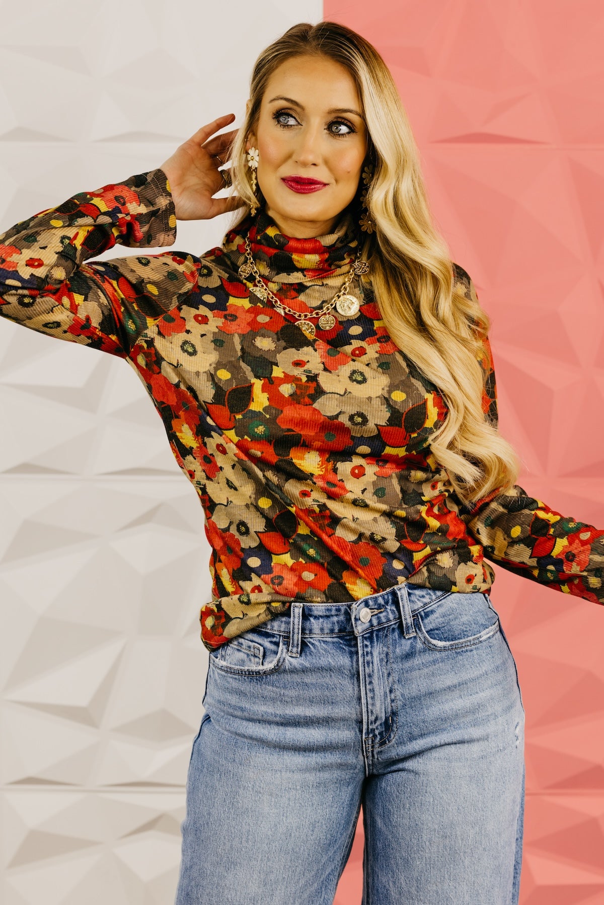 The Ashlee Floral Turtle Neck Top