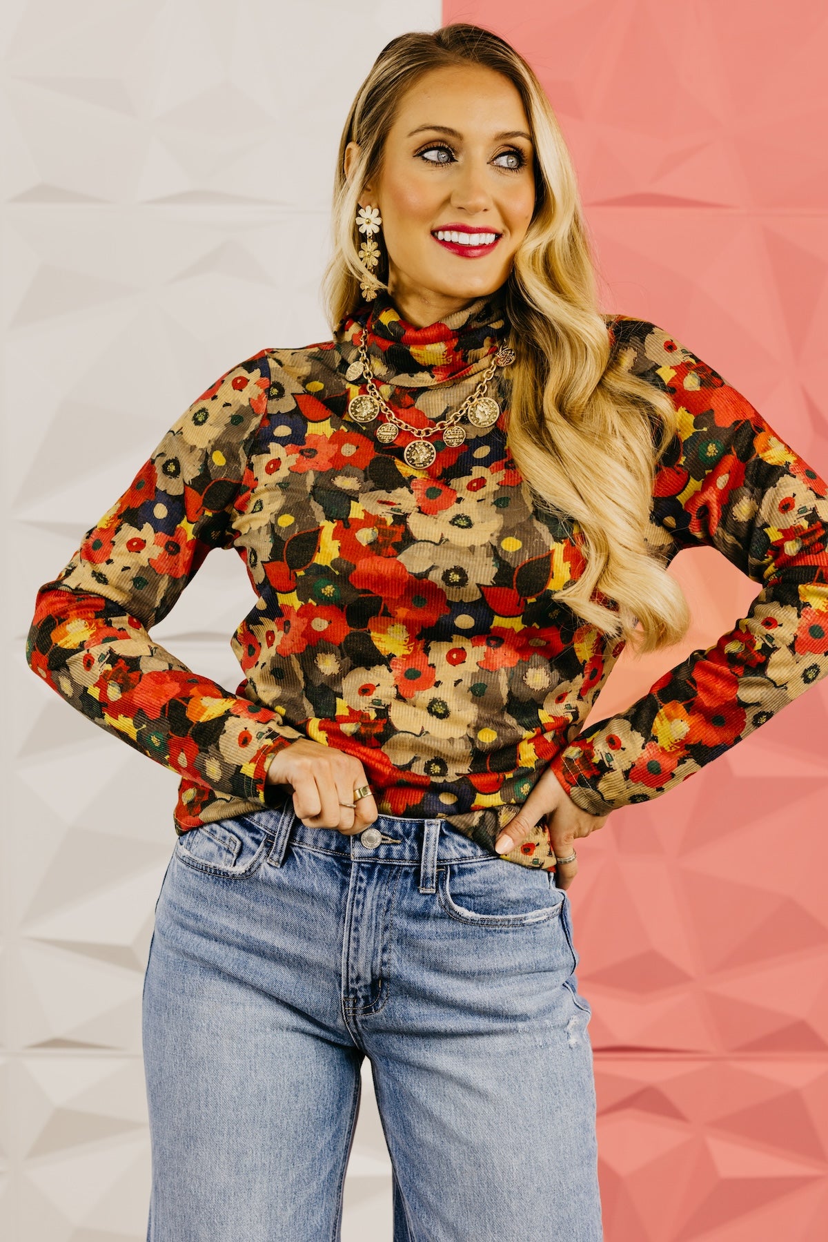 The Ashlee Floral Turtle Neck Top