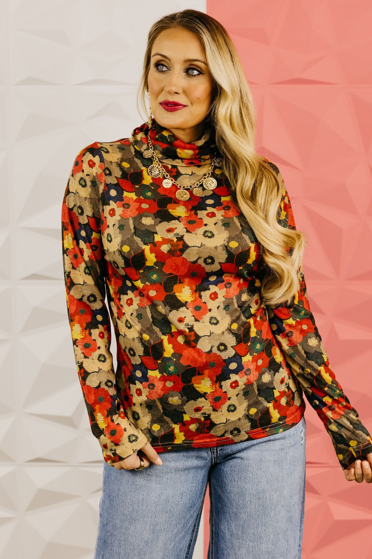 The Ashlee Floral Turtle Neck Top