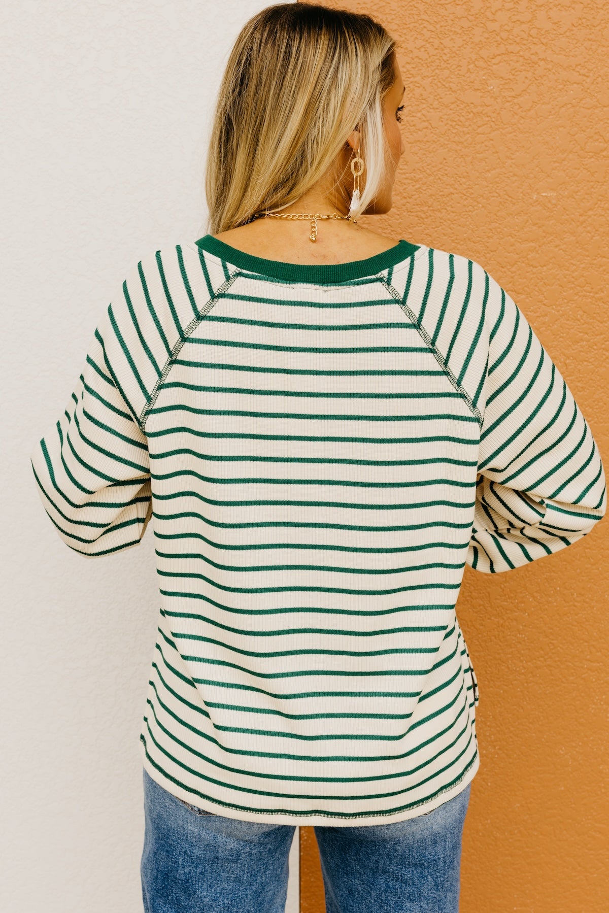 The Leandro Striped Raglan Henley Knit Top