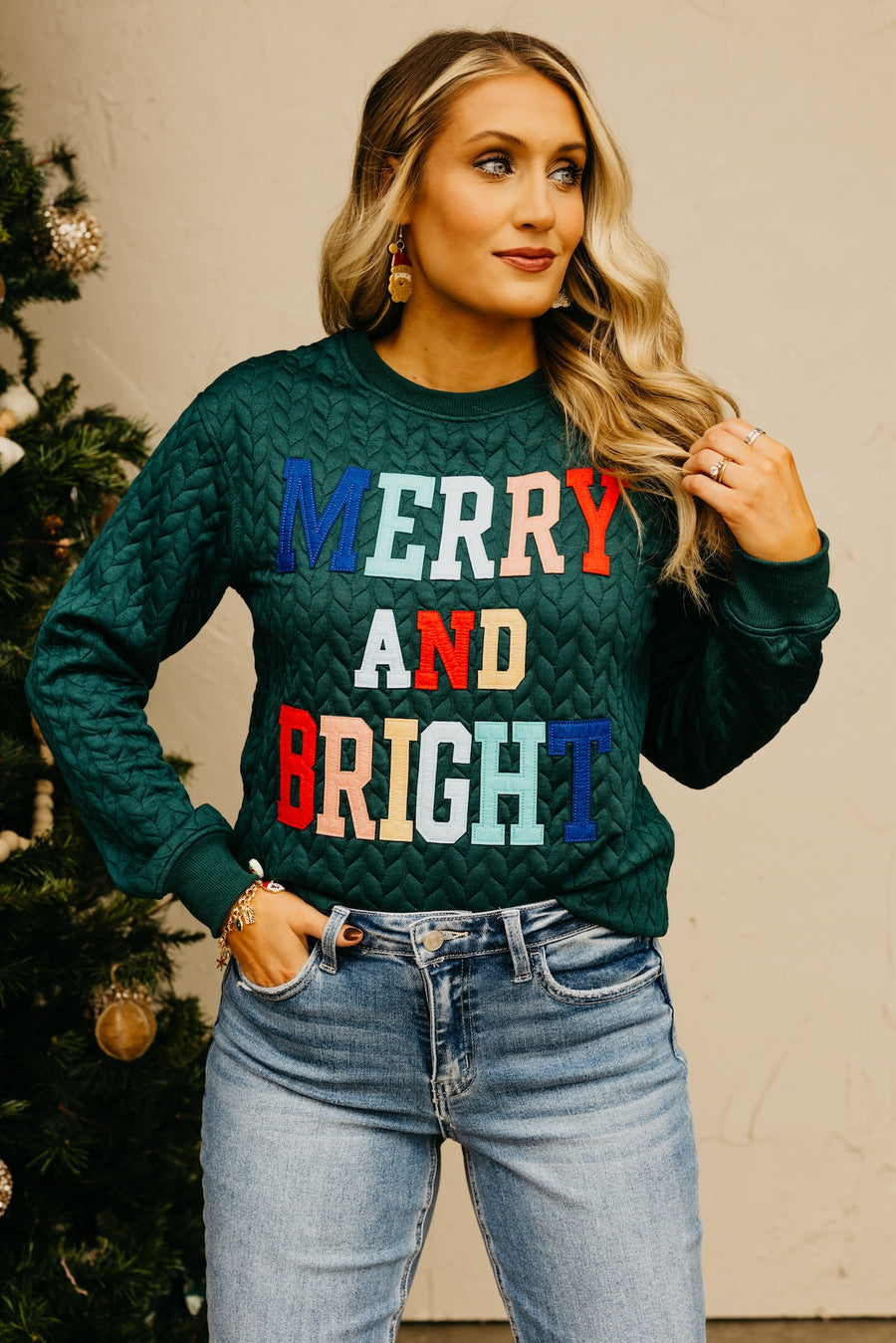 The Merry & Bright Quilted Sweater