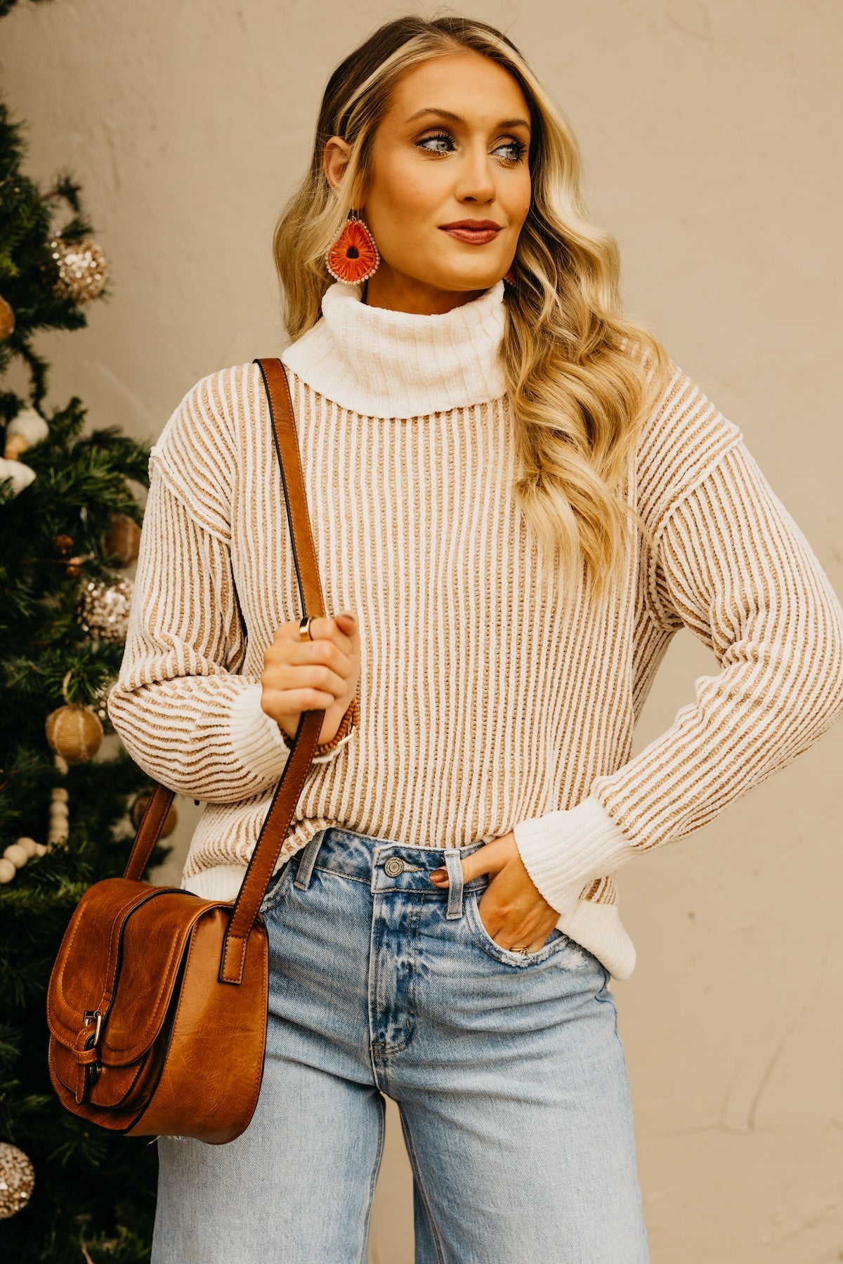 The Katherine Cowlneck Two Tone Sweater