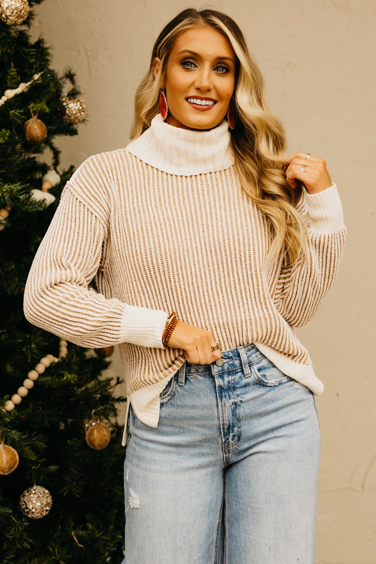 The Katherine Cowlneck Two Tone Sweater