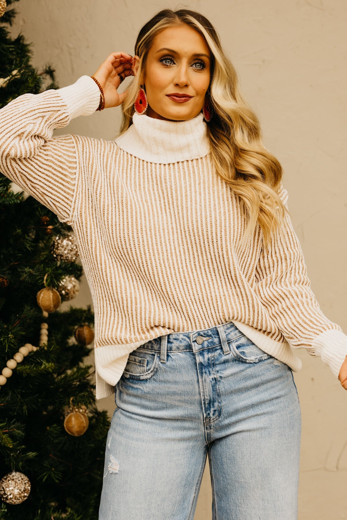 The Katherine Cowlneck Two Tone Sweater