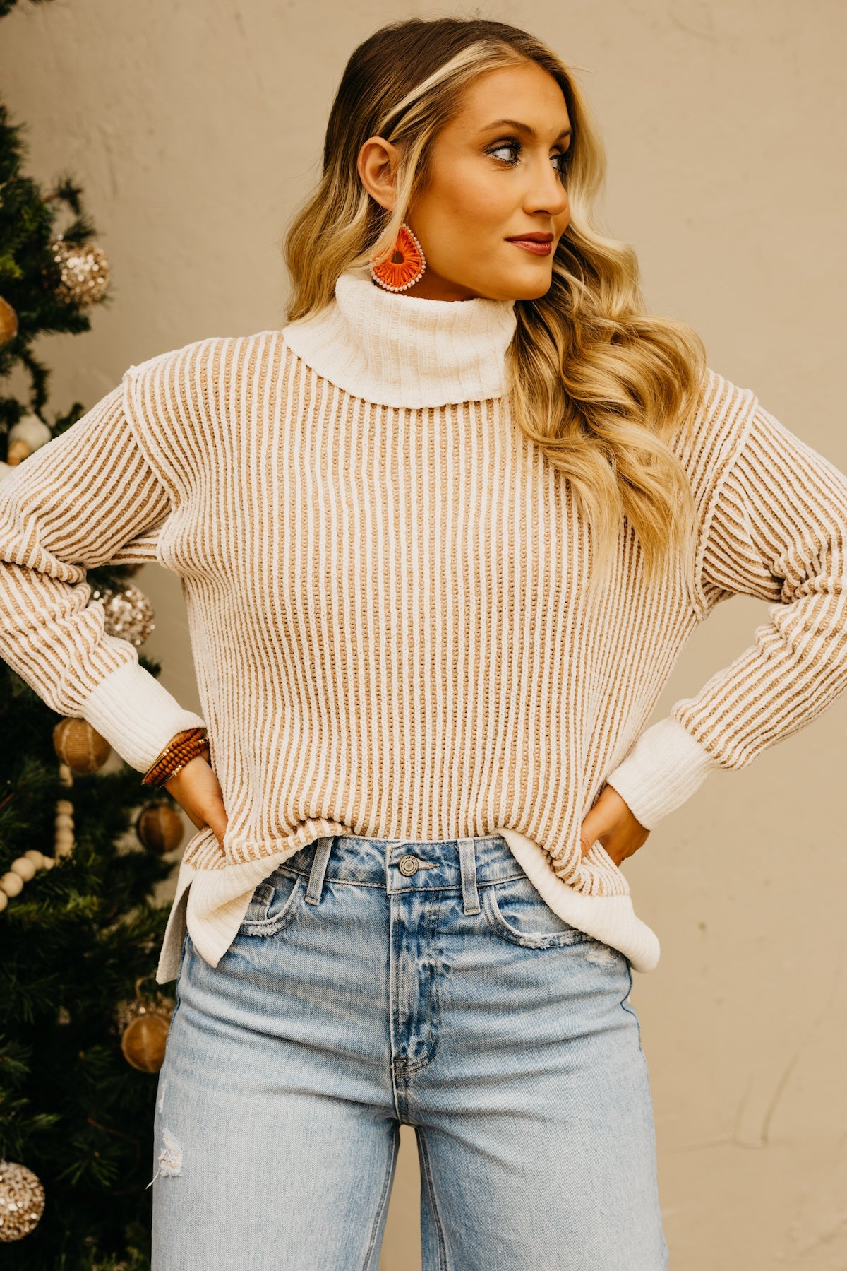 The Katherine Cowlneck Two Tone Sweater